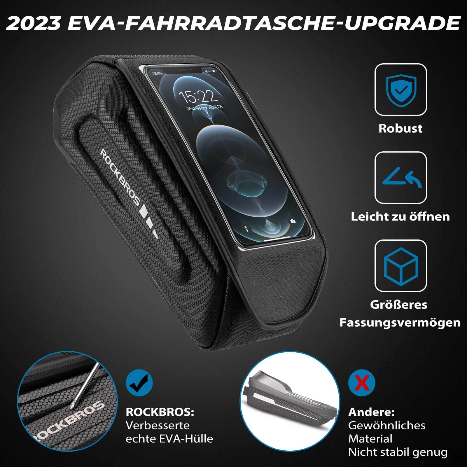 ROCKBROS Fahrradtasche Wasserdicht Handytasche Touchscreen für Smartphone 6,8 Zoll - Image 8