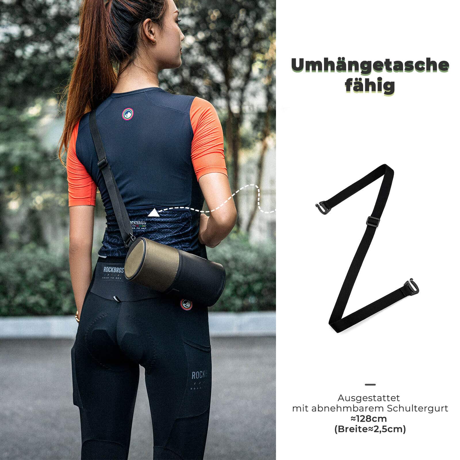 ROCKBROS Fahrradtasche Zylindrische Lenkertasche 1,7L mit Schultergurt - Image 4