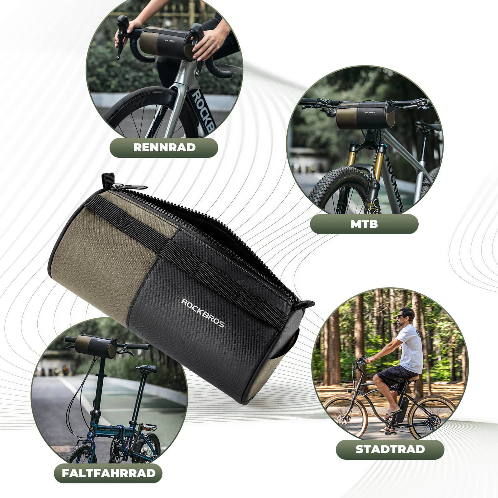 ROCKBROS Fahrradtasche Zylindrische Lenkertasche 1,7L mit Schultergurt - Image 6