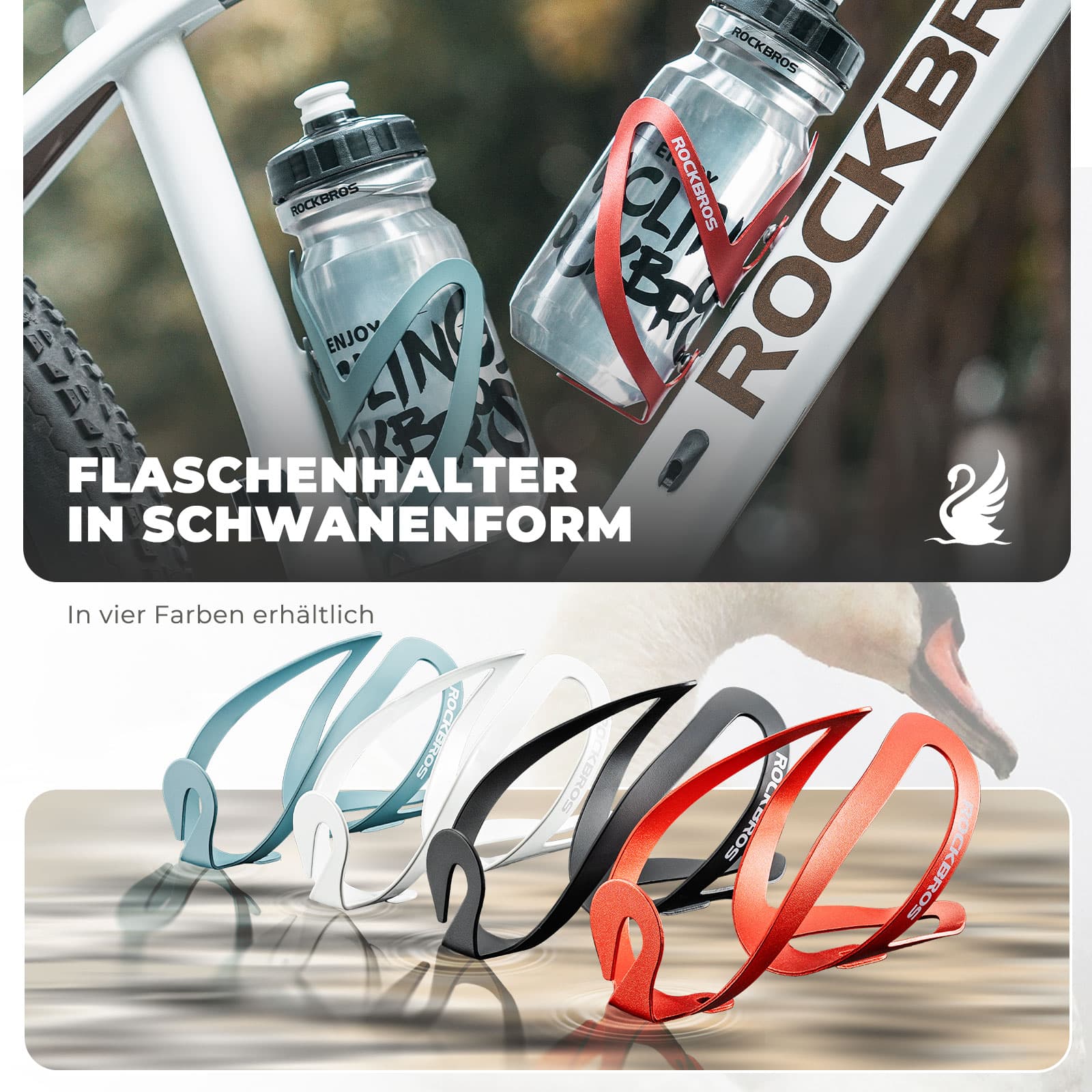 ROCKBROS Flaschenhalter Fahrradzubehör Fahrrad Leicht Getränkehalter Befestig - Image 27