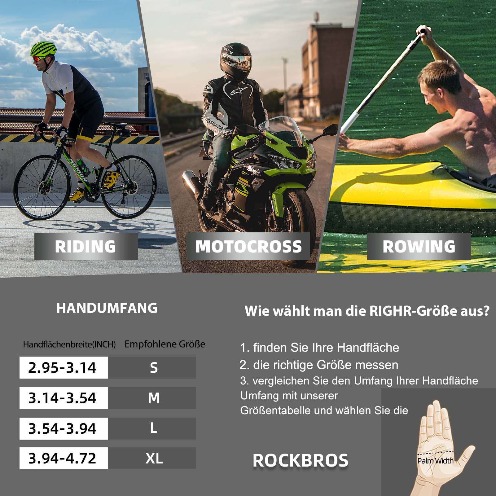 ROCKBROS Gel gemusterte Rutschfeste Halbfinger-Reithandschuhe - Image 7