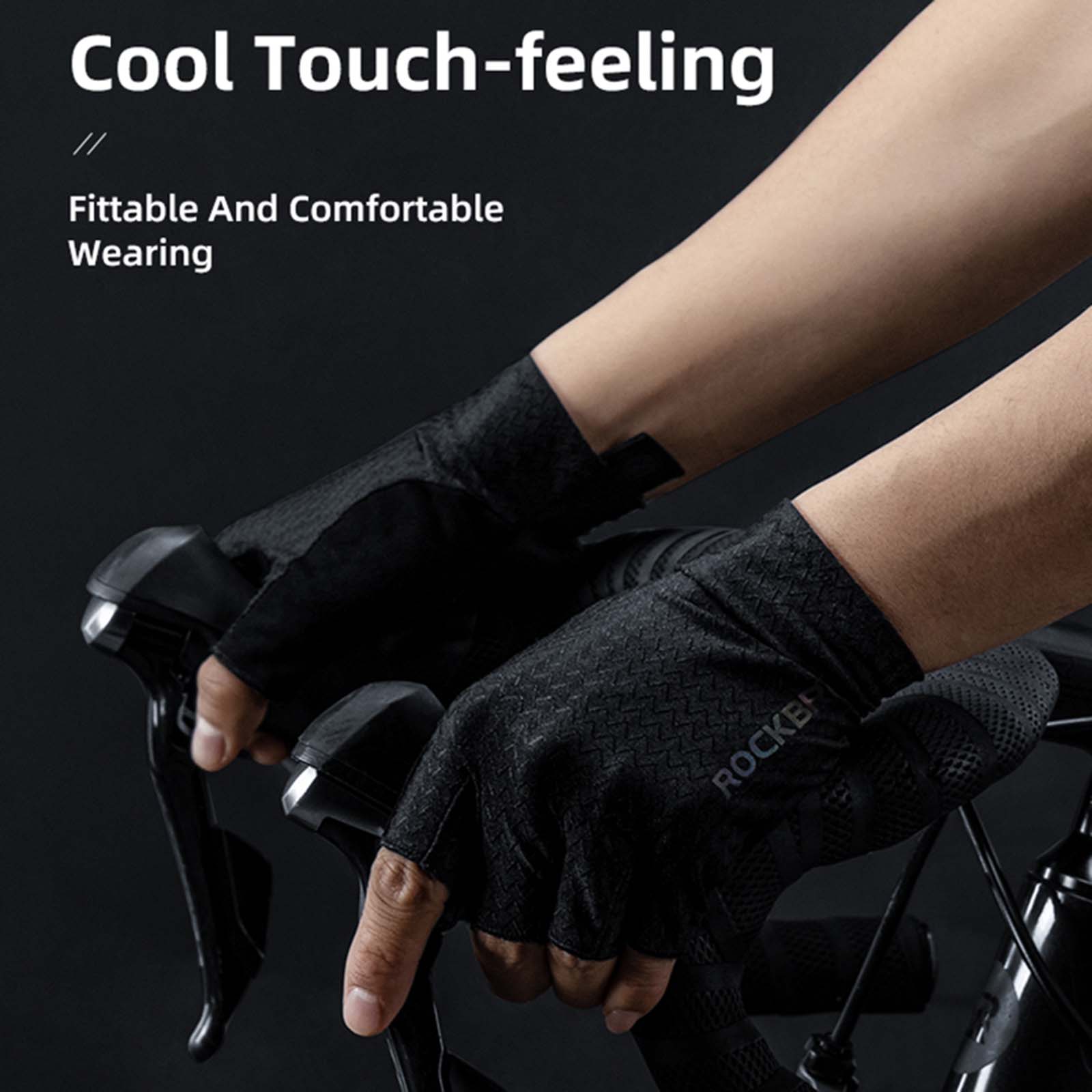 ROCKBROS Gel gemusterte Rutschfeste Halbfinger-Reithandschuhe - Image 8