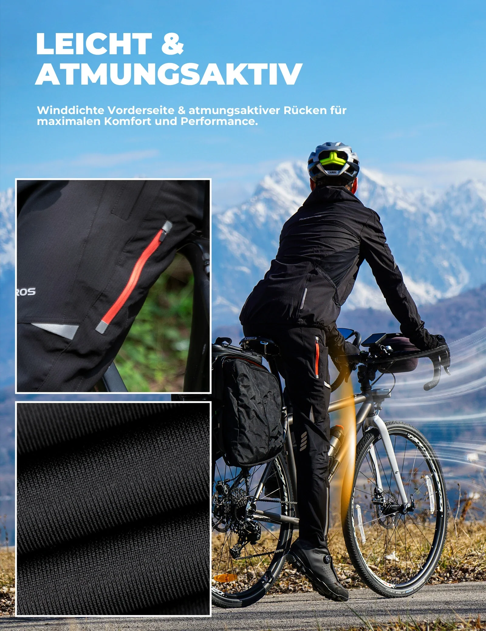 ROCKBROS Herren Radlerhose Atmungsaktiv Lang Fahrradhose Unisex M-4XL - Image 3