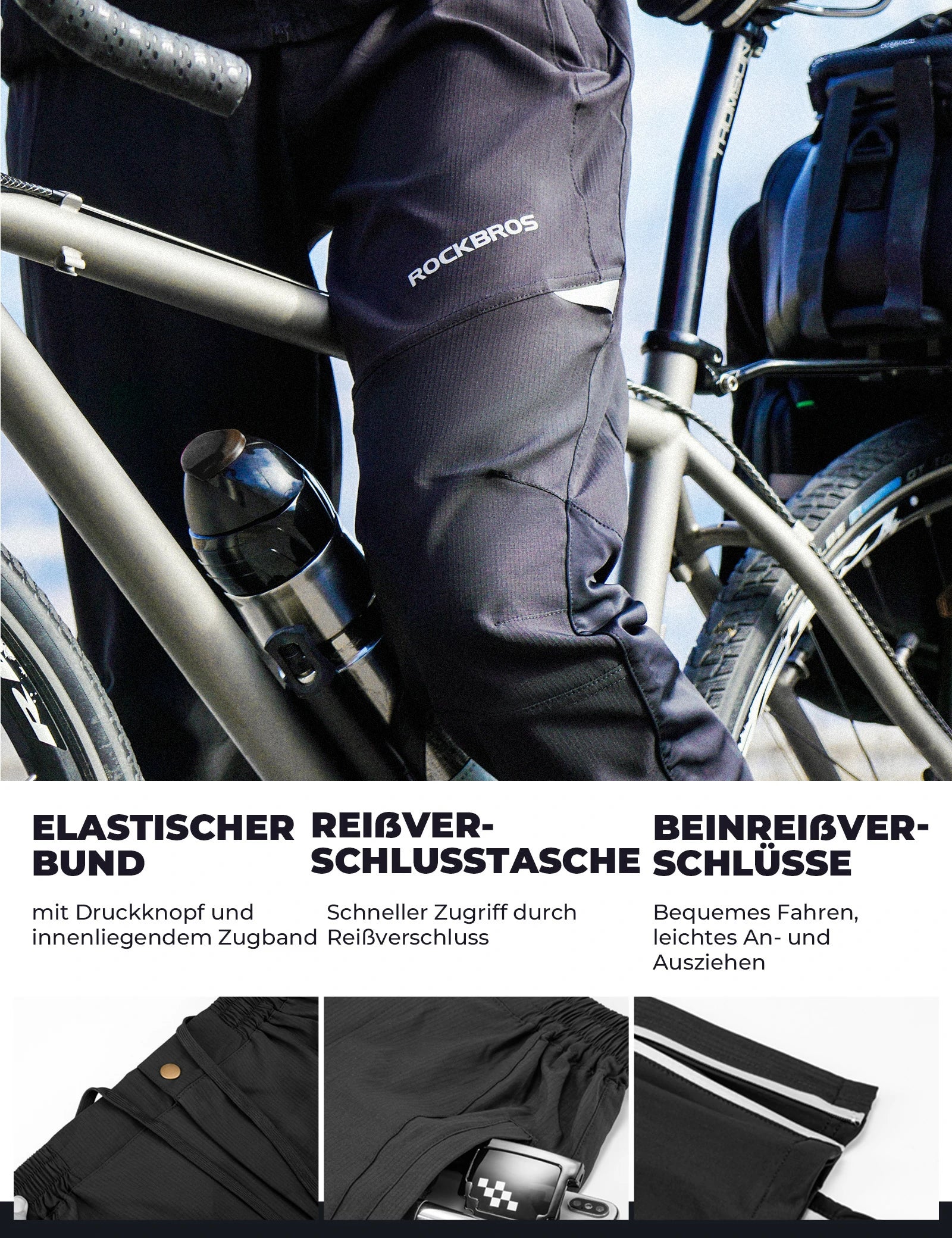 ROCKBROS Herren Radlerhose Atmungsaktiv Lang Fahrradhose Unisex M-4XL - Image 4