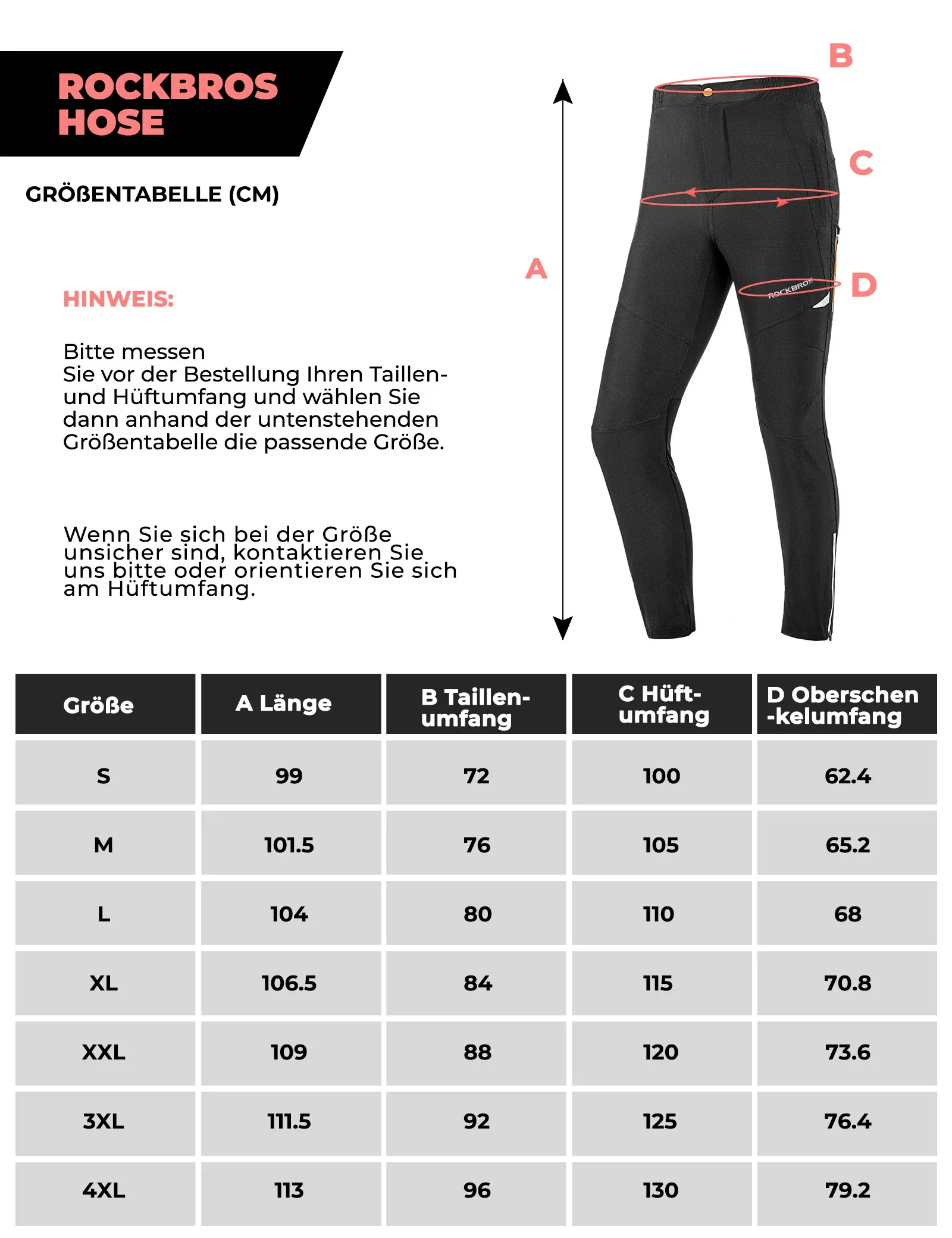 ROCKBROS Herren Radlerhose Atmungsaktiv Lang Fahrradhose Unisex M-4XL - Image 6