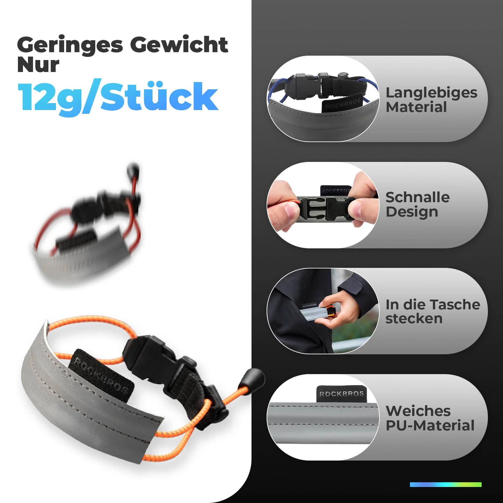 ROCKBROS Hosenband reflektierend für Radfahren Reflektorband - Image 7