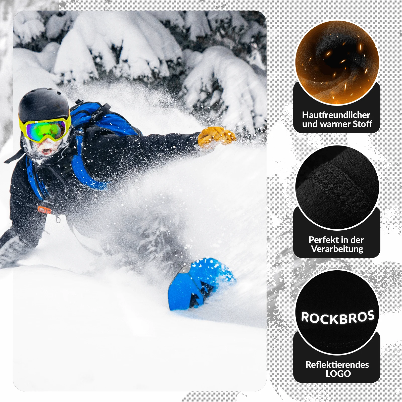 ROCKBROS Kinder Winter Sturmhaube Balaclava Gesichtsmaske fĂŒr MĂ€dchen/Jungen - Image 3