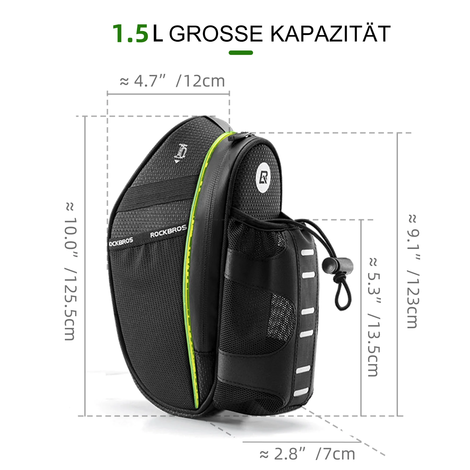 ROCKBROS Kratzfest Fahrrad Satteltasche mit Flaschenhalter 1,5L - Image 4