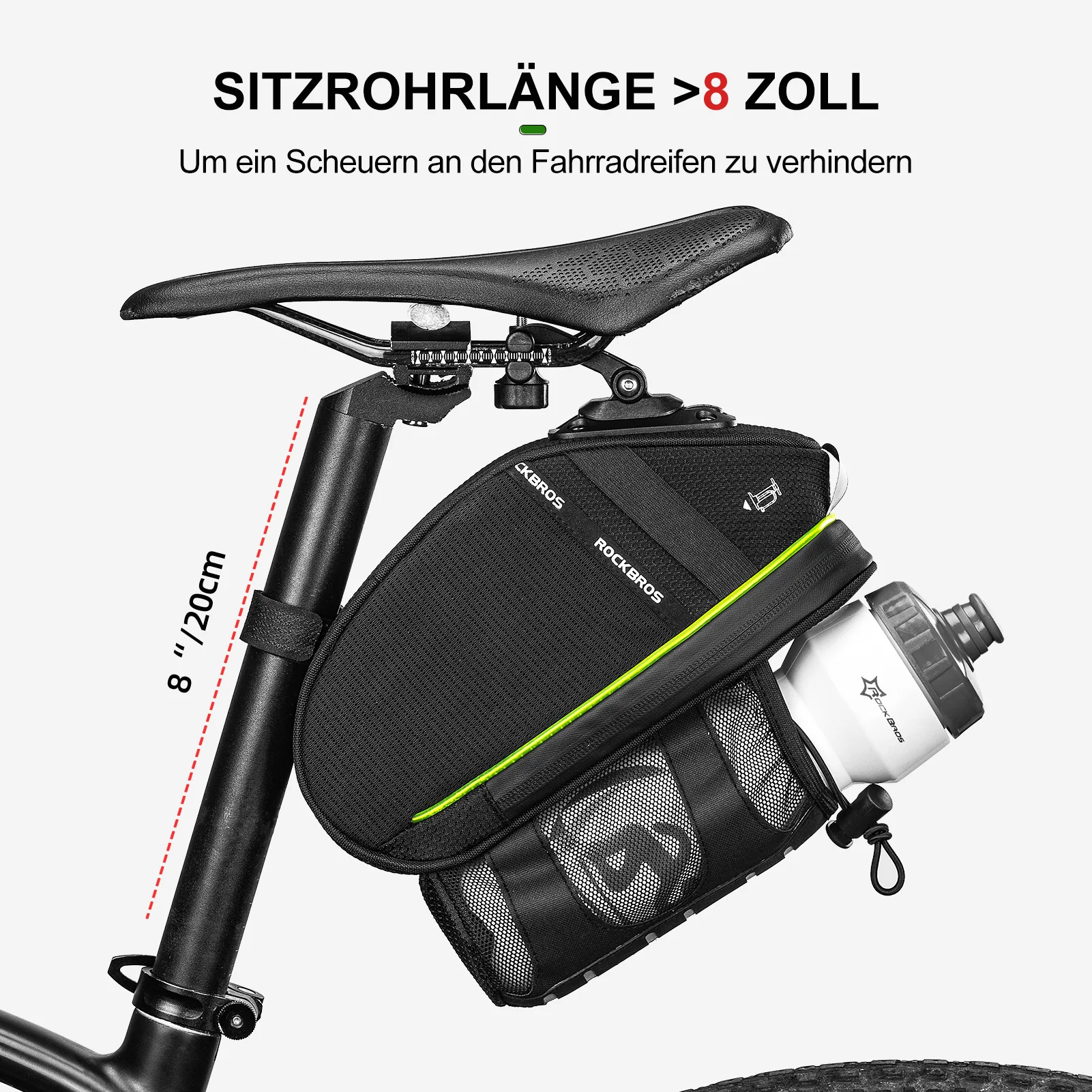 ROCKBROS Kratzfest Fahrrad Satteltasche mit Flaschenhalter 1,5L - Image 5