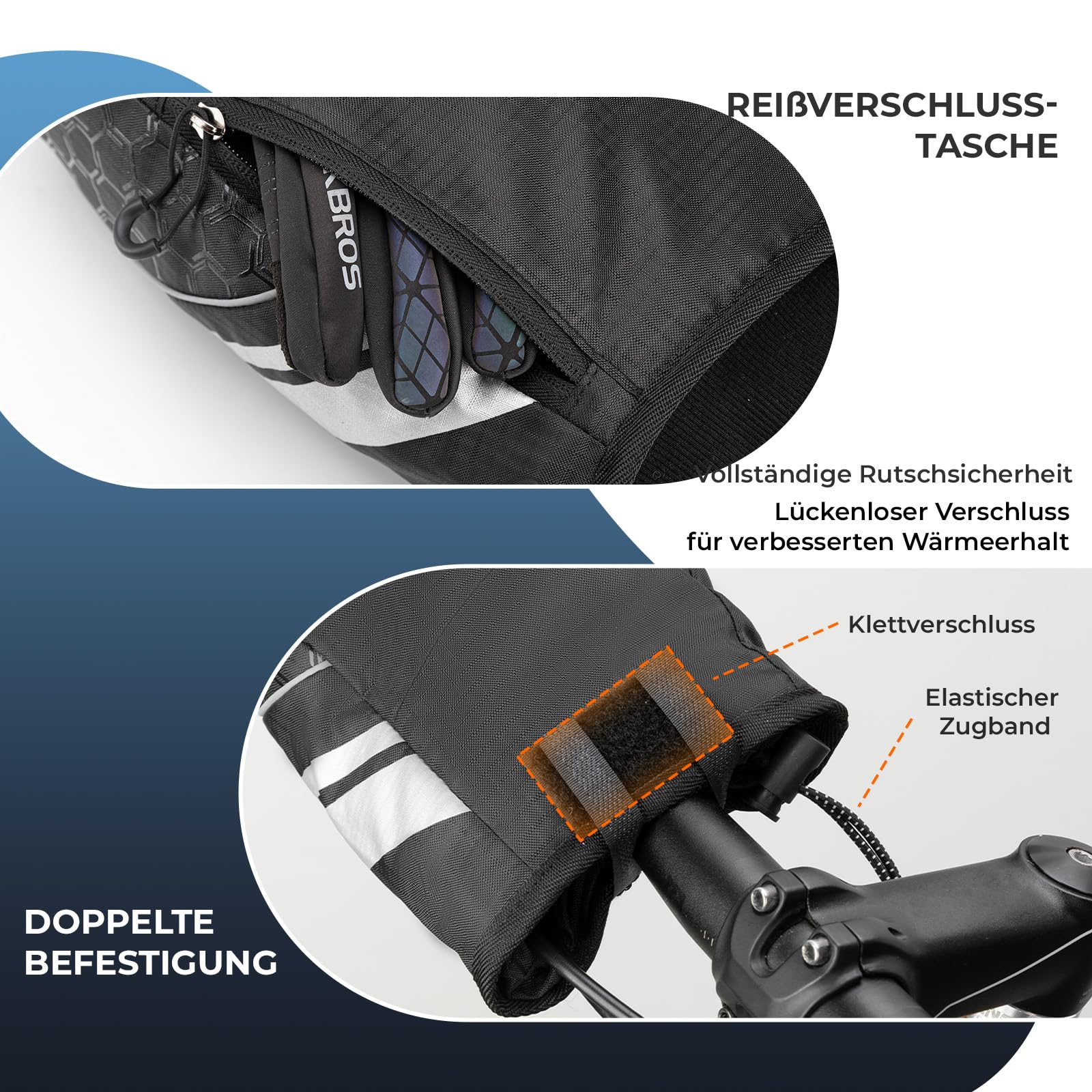 ROCKBROS Lenkerstulpen Lenker Gefüttert Abdichtung Handschuhe Schwarz - Image 10