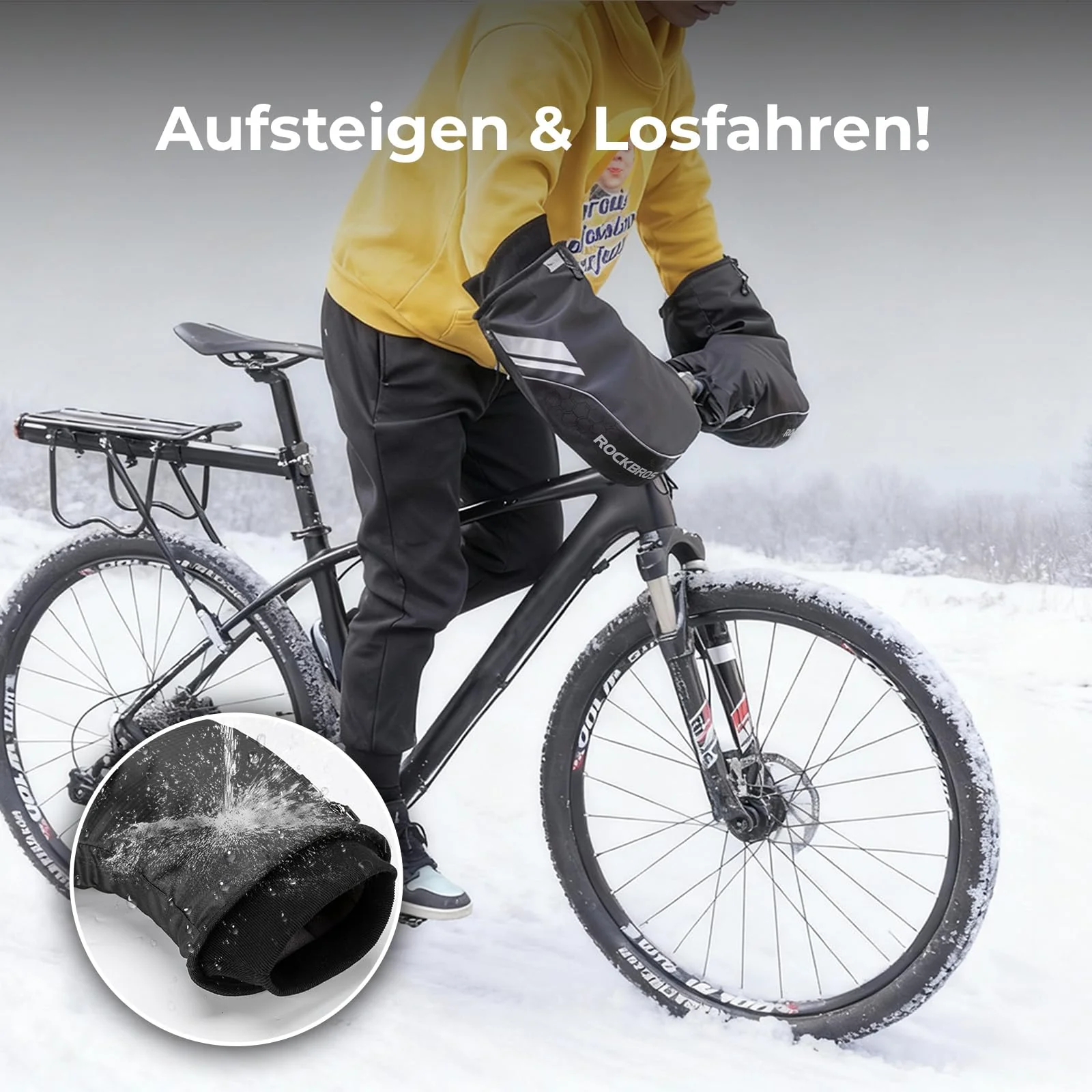 ROCKBROS Lenkerstulpen Lenker Gefüttert Abdichtung Handschuhe Schwarz - Image 13
