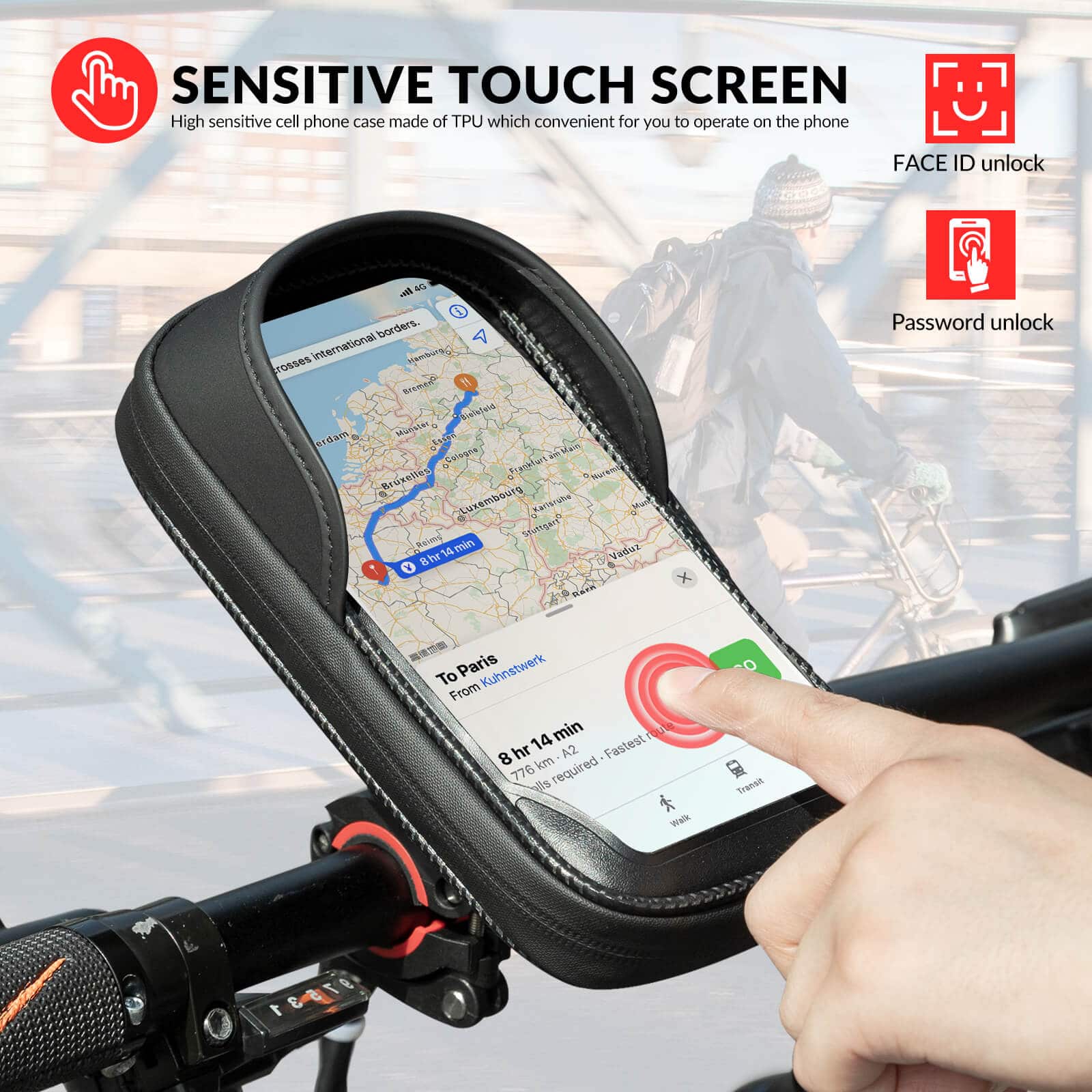 ROCKBROS Lenkertasche 360° Drehung Handyhalterung für Motorrad & Fahrrad - Image 6