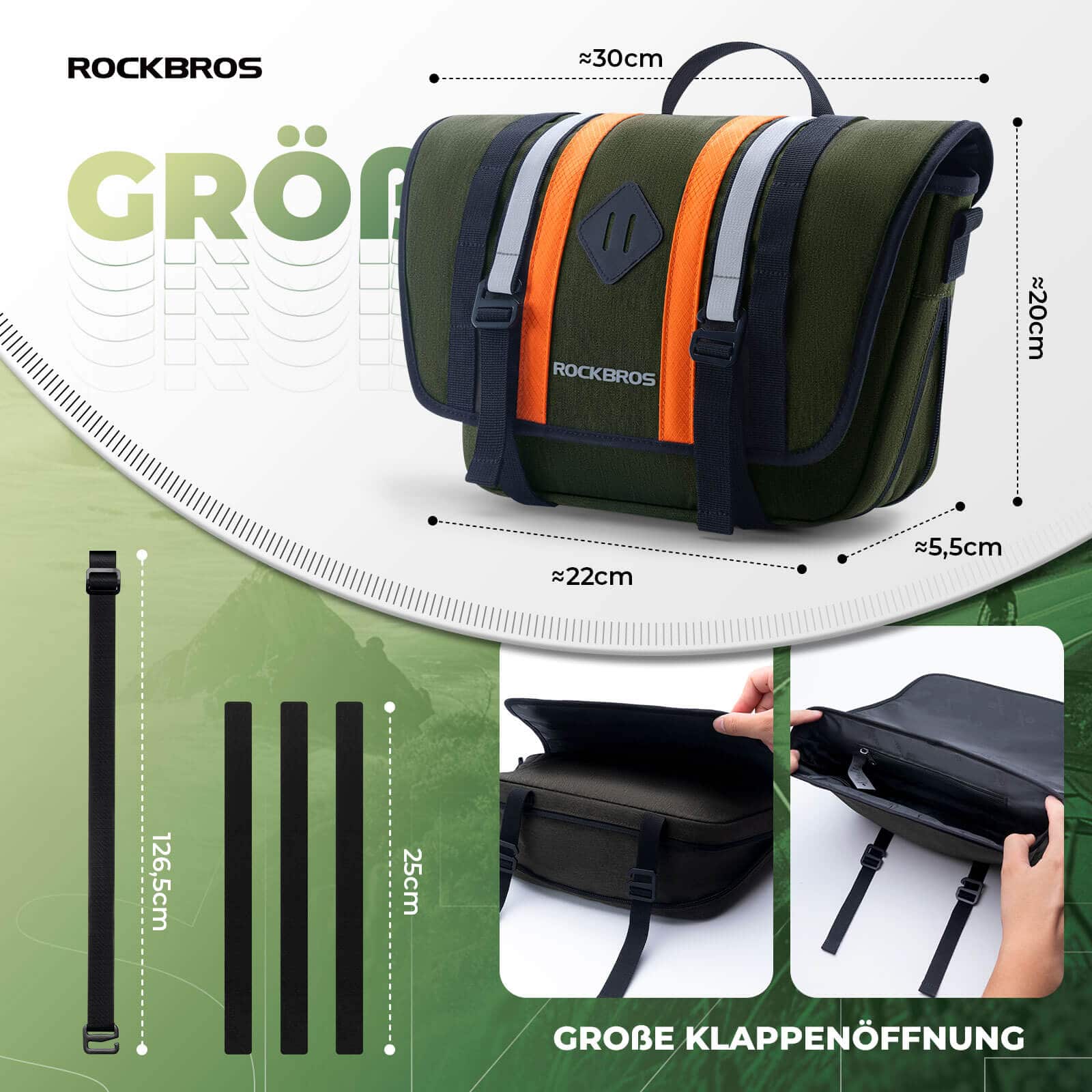 ROCKBROS Lenkertasche Fahrradtasche mit Schultergurt 4L Fronttasche - Image 4