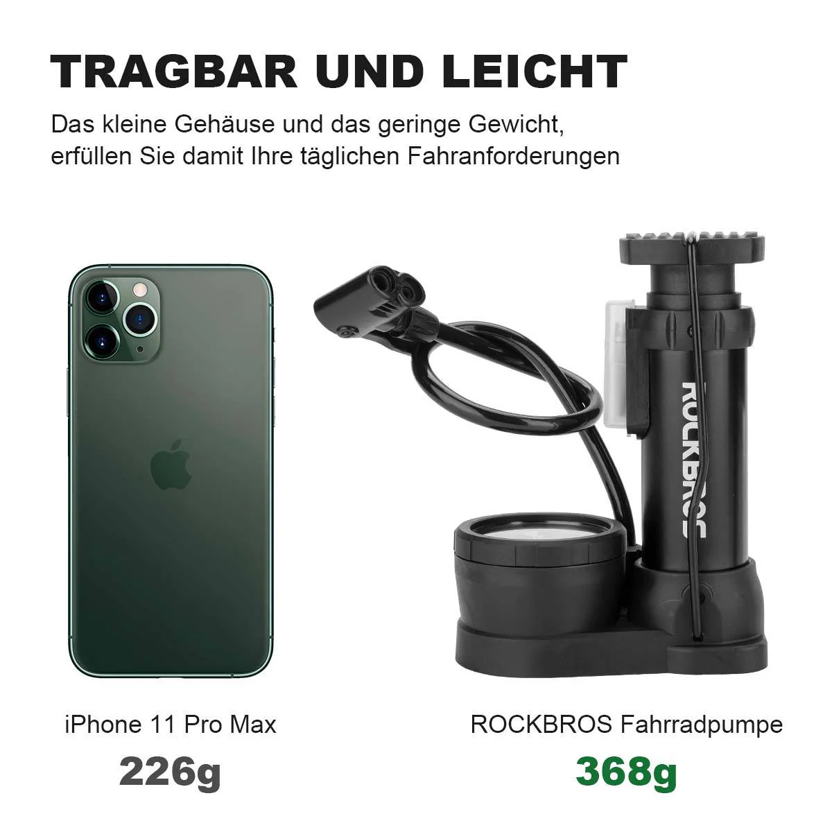 ROCKBROS Mini Fußpumpen Luftpumpe mit Manometer - Image 3