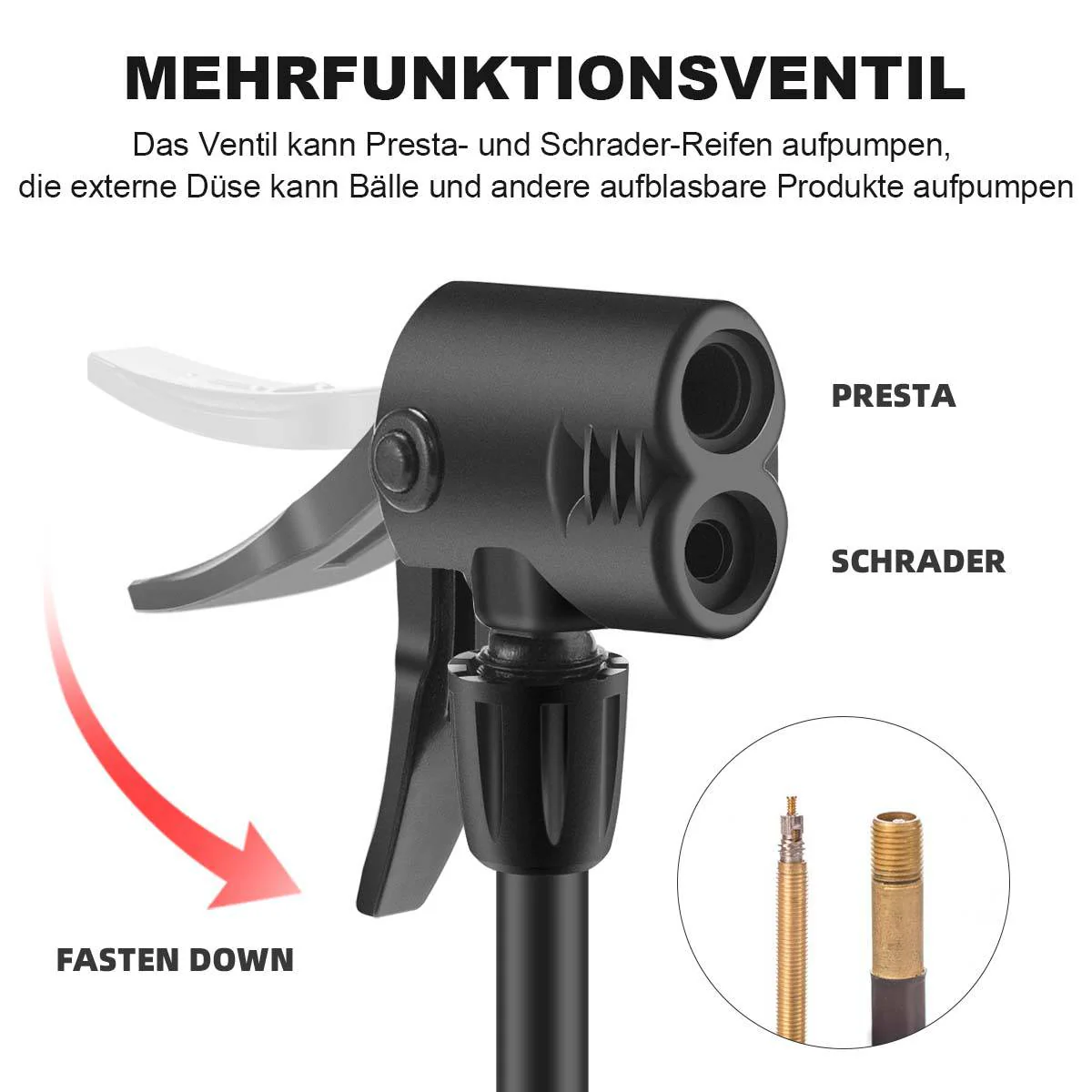 ROCKBROS Mini Fußpumpen Luftpumpe mit Manometer - Image 5