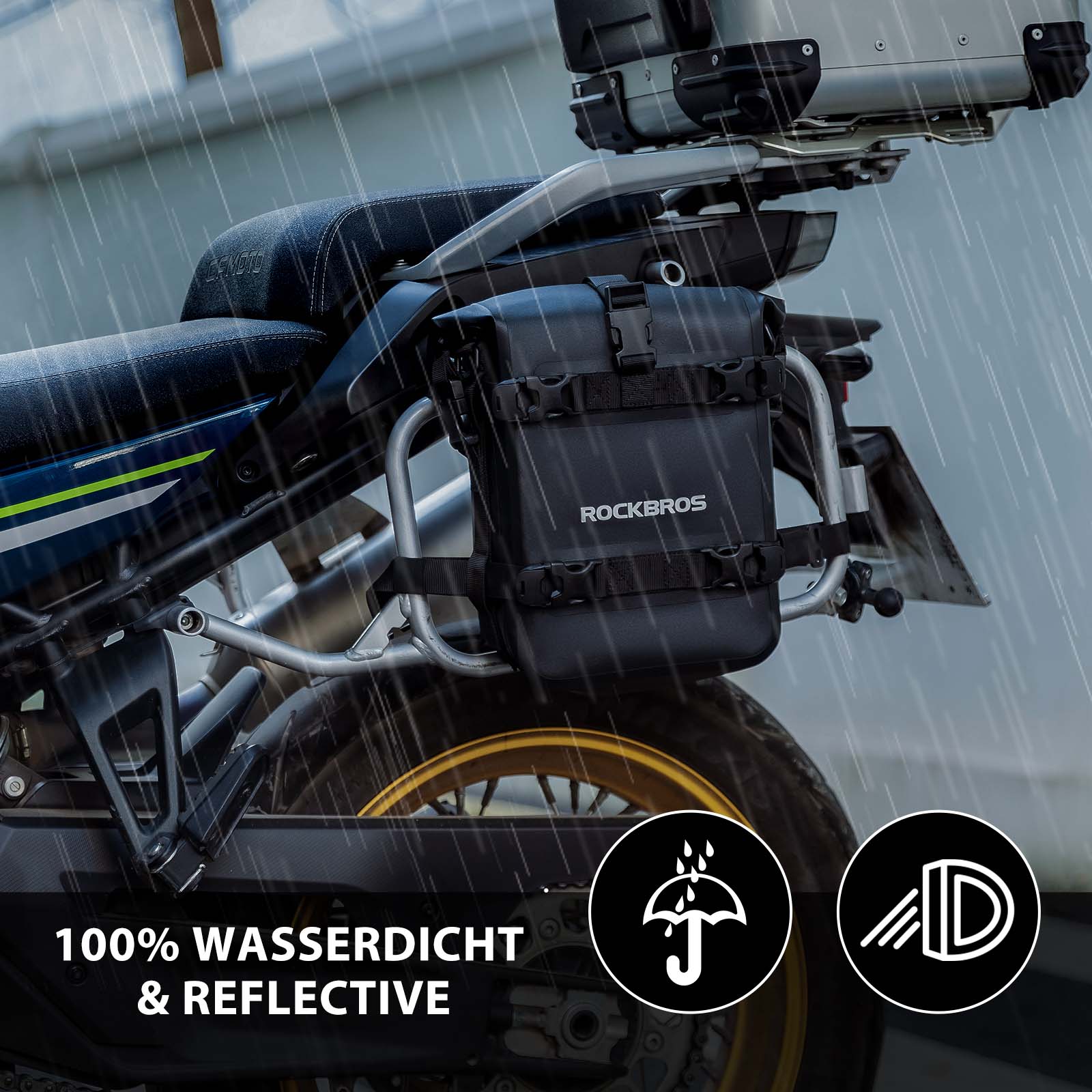 ROCKBROS Motorrad Seitentasche wasserdicht Gepäckträgertasche 5L Schwarz - Image 3