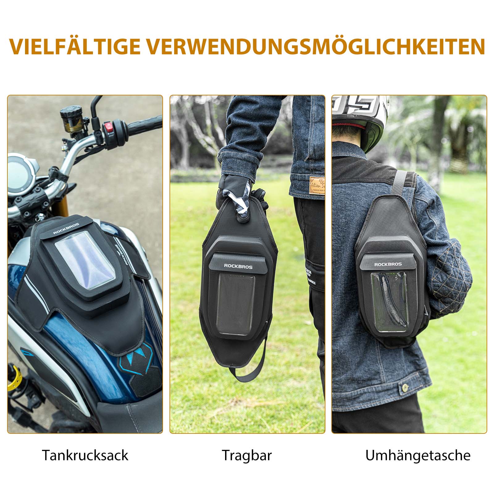 ROCKBROS Motorrad Tankrucksack Wasserdichter Magnet Tanktasche Schwarz - Image 10