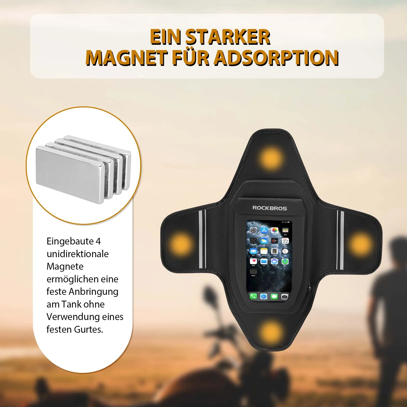 ROCKBROS Motorrad Tankrucksack Wasserdichter Magnet Tanktasche Schwarz - Image 6