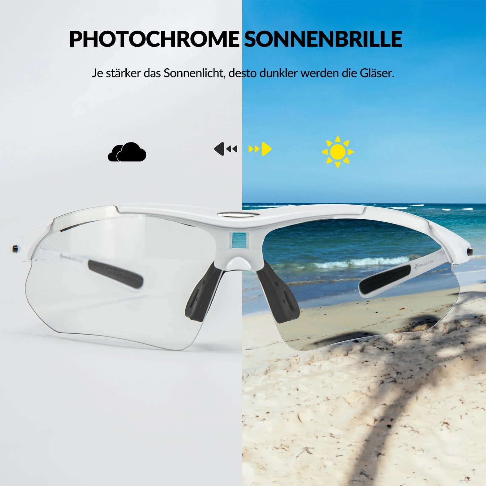 ROCKBROS Photochromic Sportbrillen Mit Austauschbarem Elastischem Stirnband - Image 13
