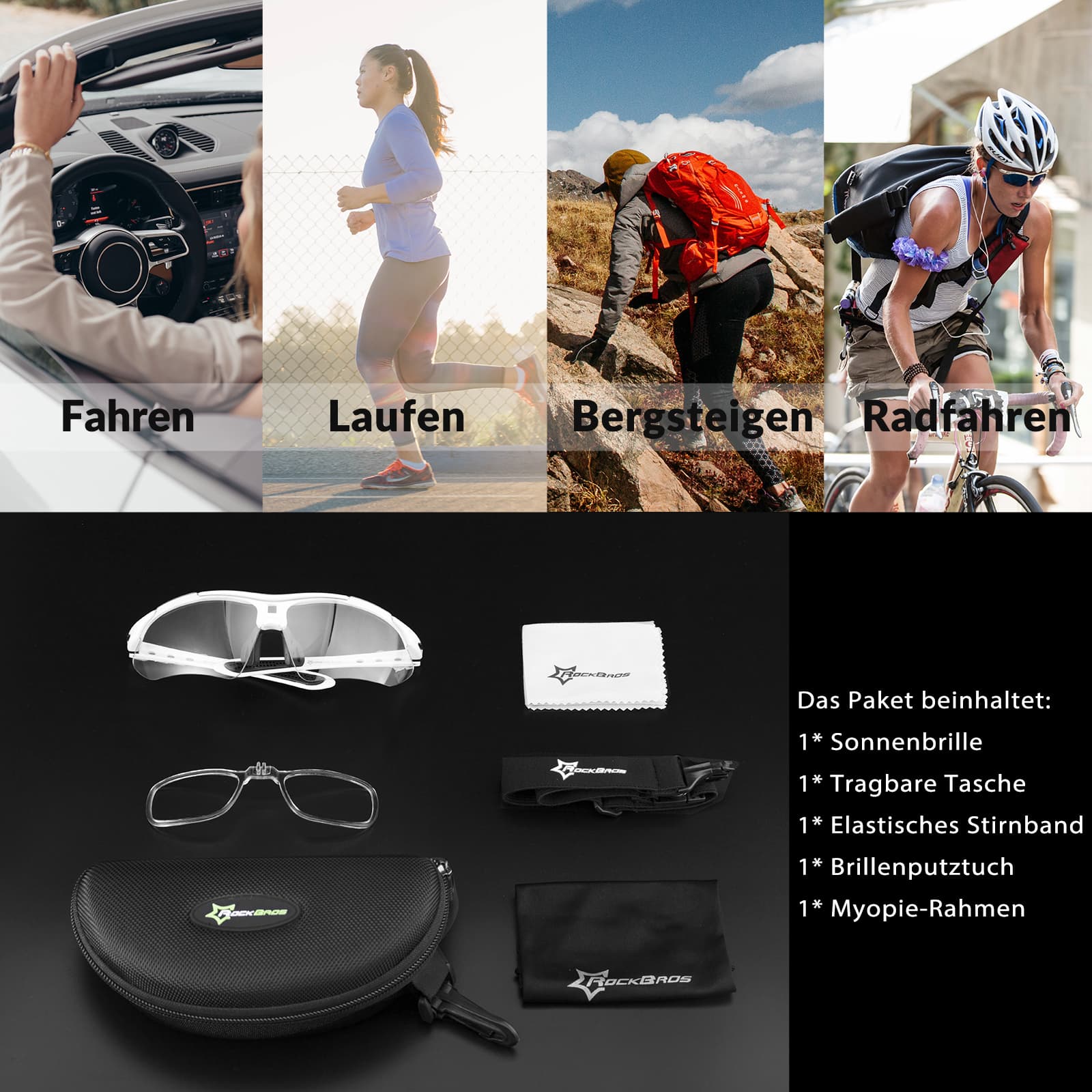 ROCKBROS Photochromic Sportbrillen Mit Austauschbarem Elastischem Stirnband - Image 7