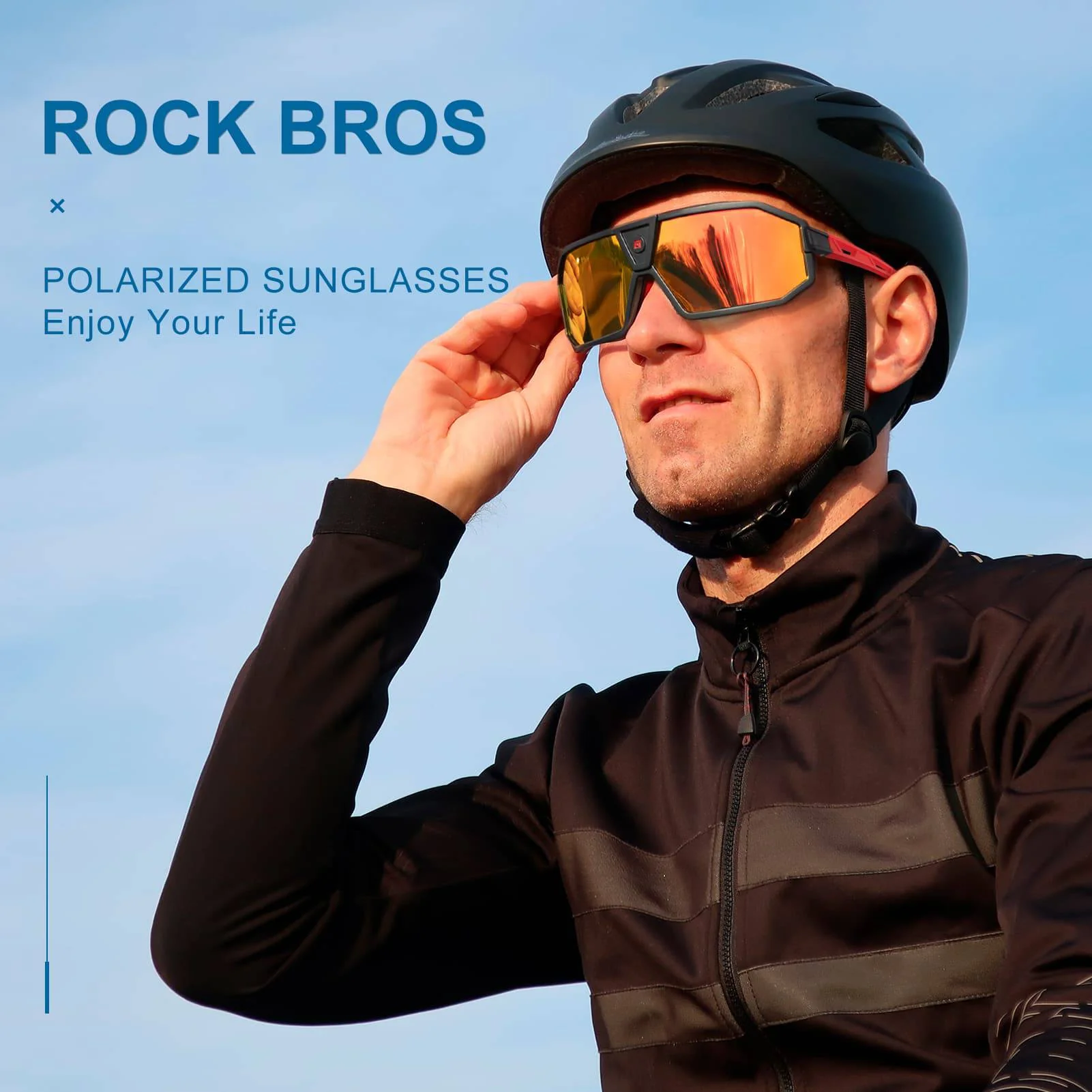 ROCKBROS Polarisierte Sonnenbrille Fahrradbrille Unisex Schwarz-Rot - Image 5