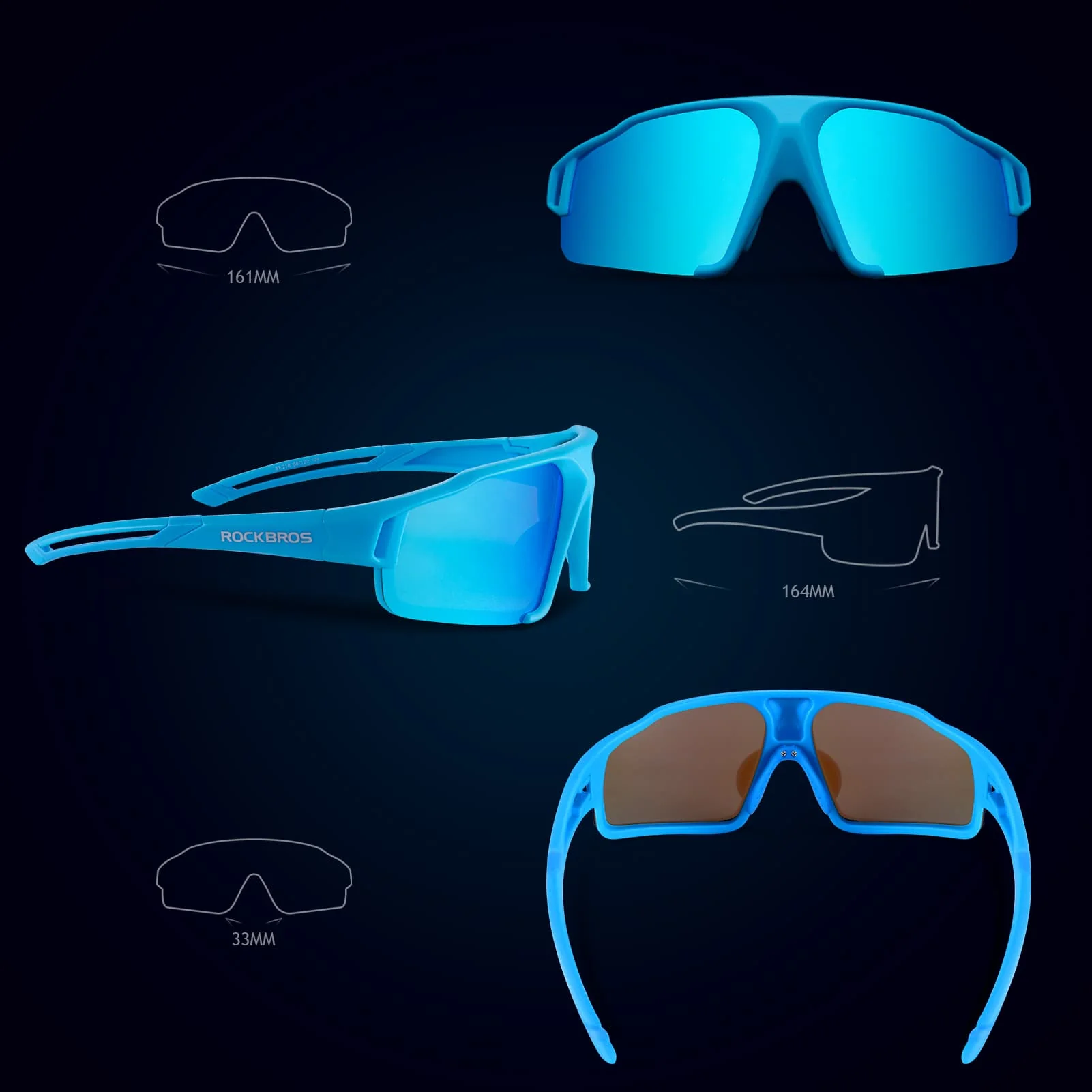 ROCKBROS polarisierte Sonnenbrille mit UV400 Schutz Hellblau Unisex - Image 7