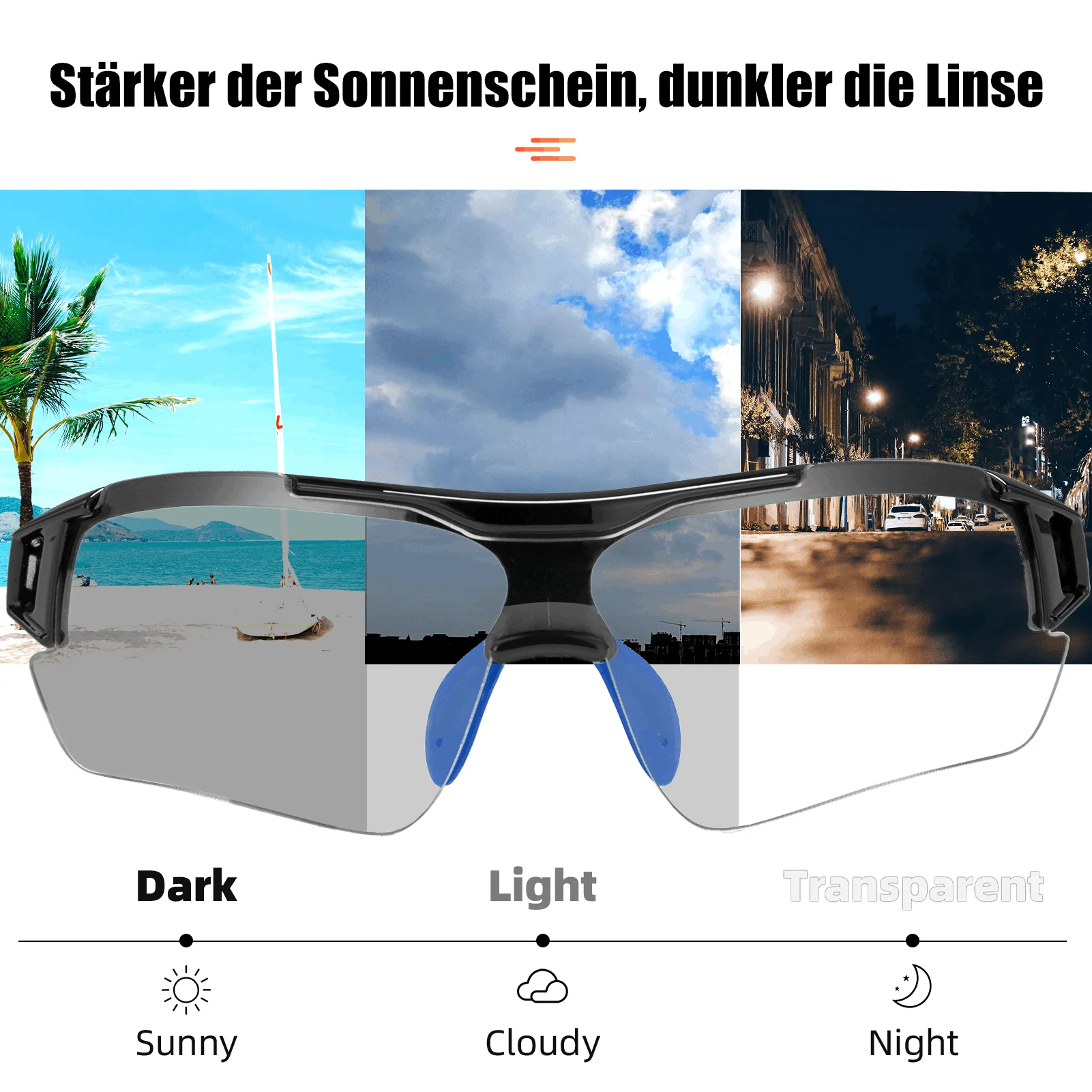 ROCKBROS Radbrille Sonnenbrille Halbrahmen Photochromatische Brille - Image 19