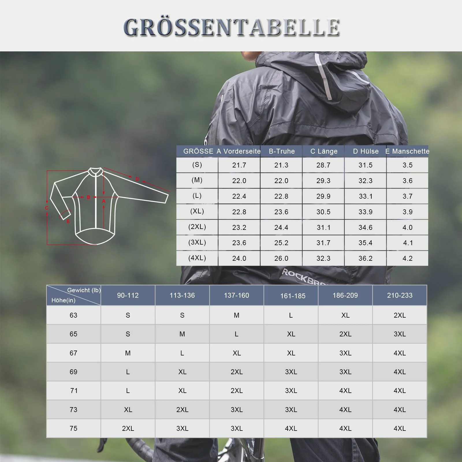 ROCKBROS Radsport Regenjacke Herren Wasserabweisend Leicht Fahrradjacke - Image 4