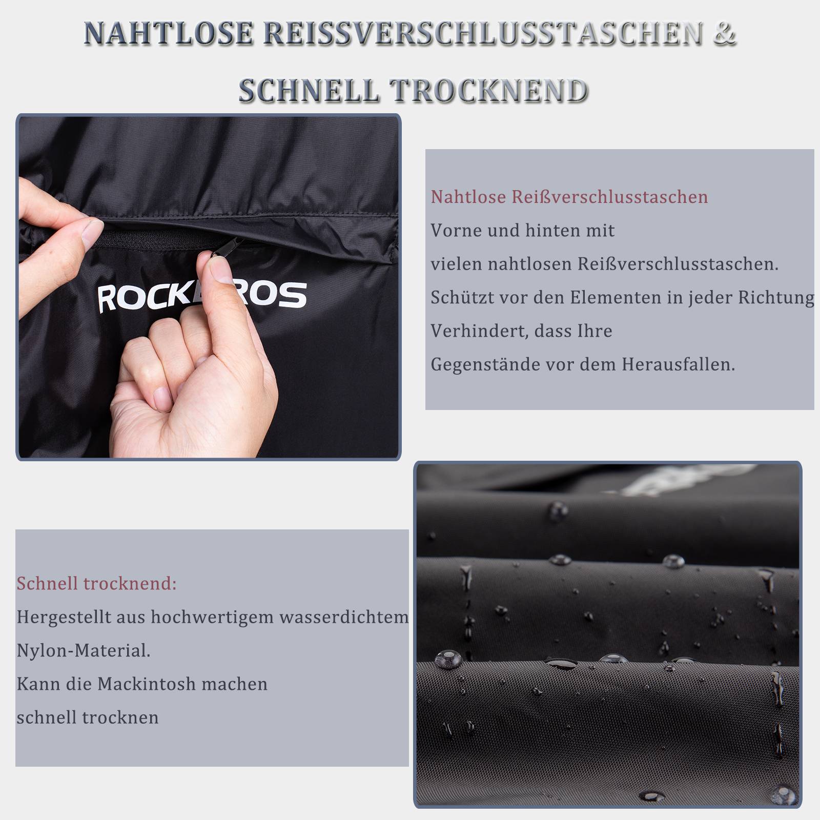 ROCKBROS Radsport Regenjacke Herren Wasserabweisend Leicht Fahrradjacke - Image 5