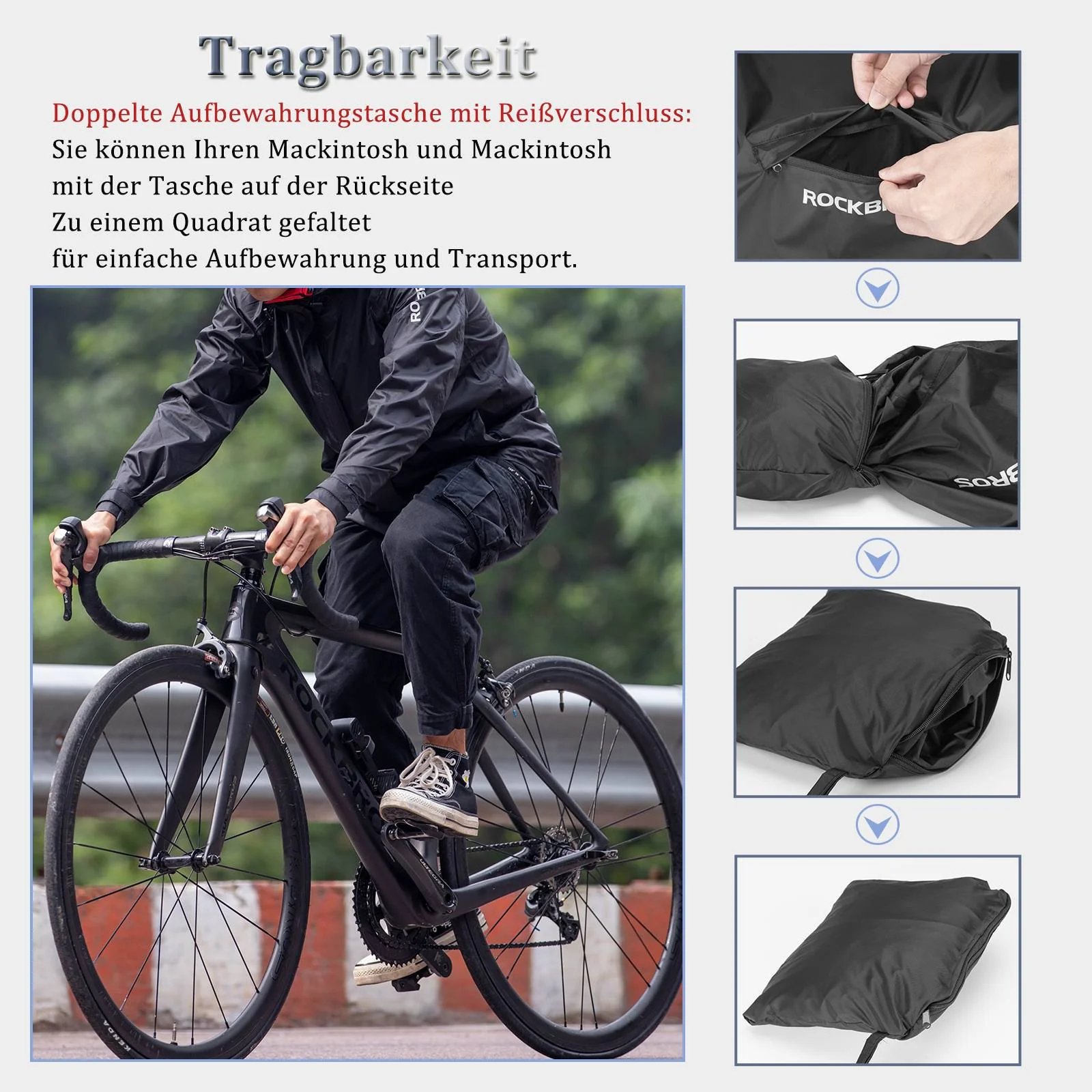 ROCKBROS Radsport Regenjacke Herren Wasserabweisend Leicht Fahrradjacke - Image 6