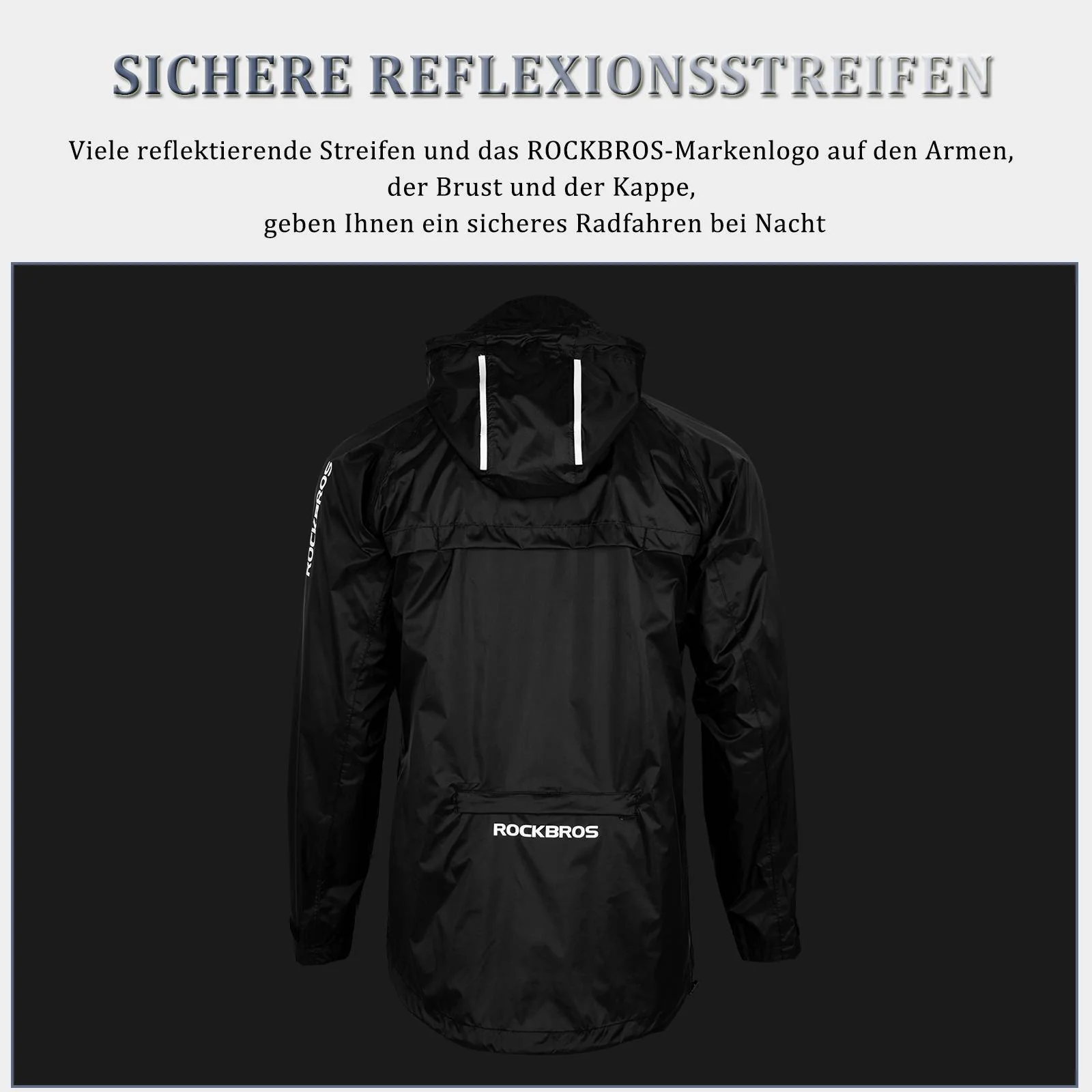 ROCKBROS Radsport Regenjacke Herren Wasserabweisend Leicht Fahrradjacke - Image 8
