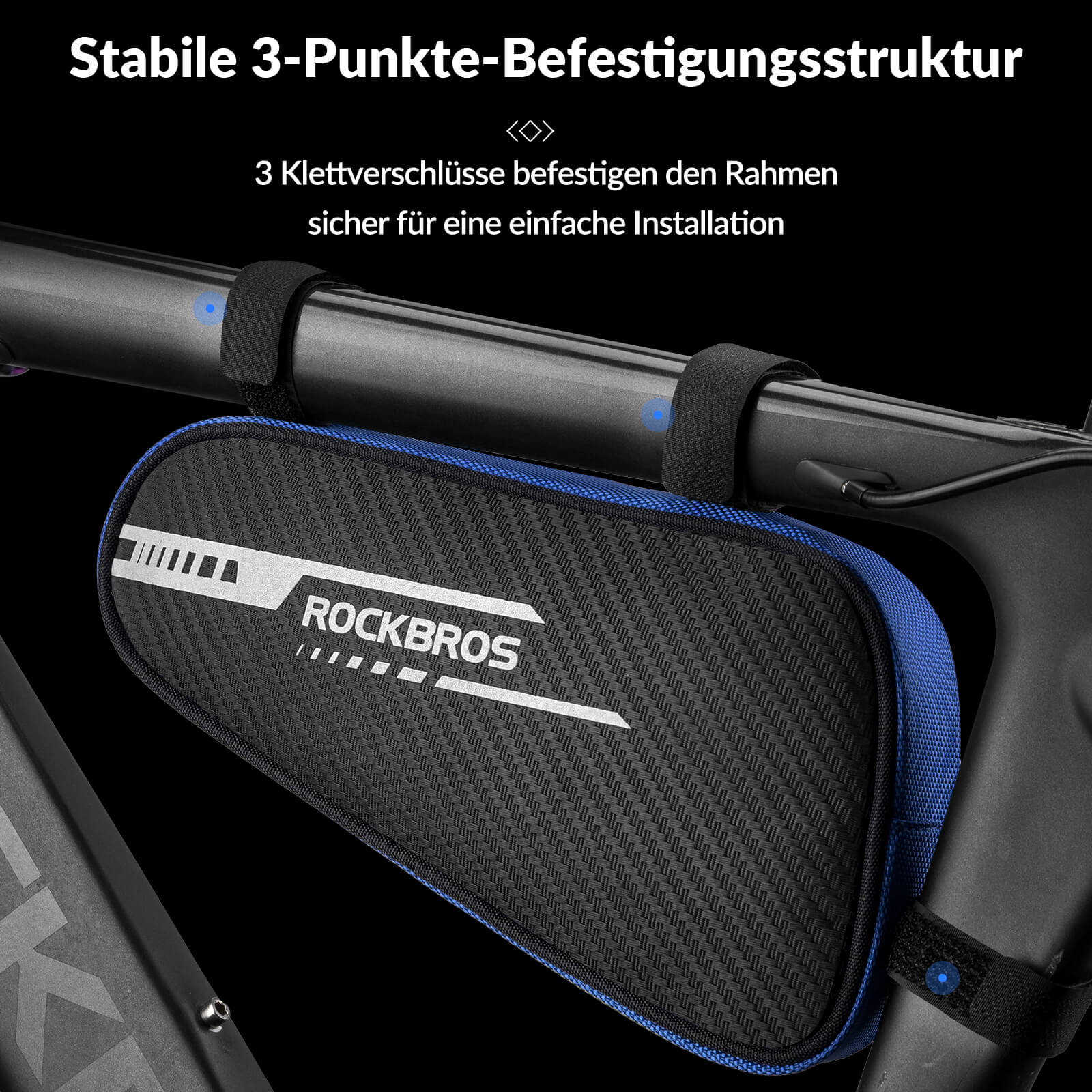 ROCKBROS Rahmentasche wasserdicht Dreieckstasche für MTB & Rennräder 1,2L - Image 13