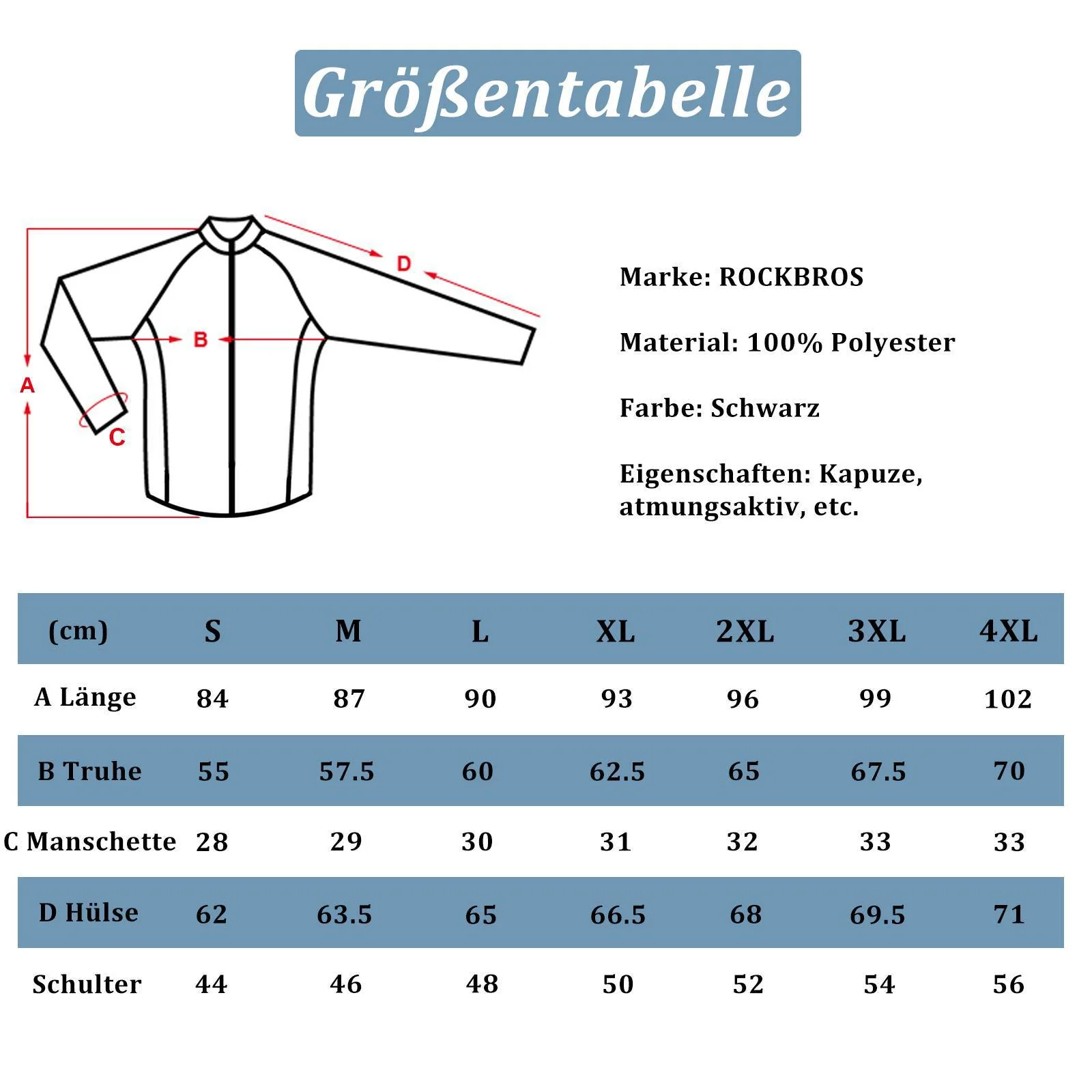 ROCKBROS Regenmantel Wasserdichter Regenponcho Verlängerte Regenjacke - Image 6
