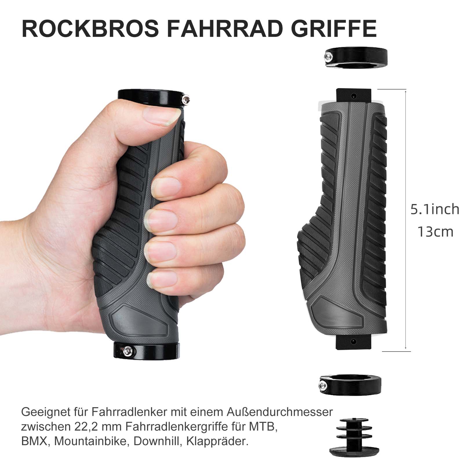 ROCKBROS Rutschfeste Fahrradgriffe aus Gummi mit Lock-on Design für MTB - Image 16