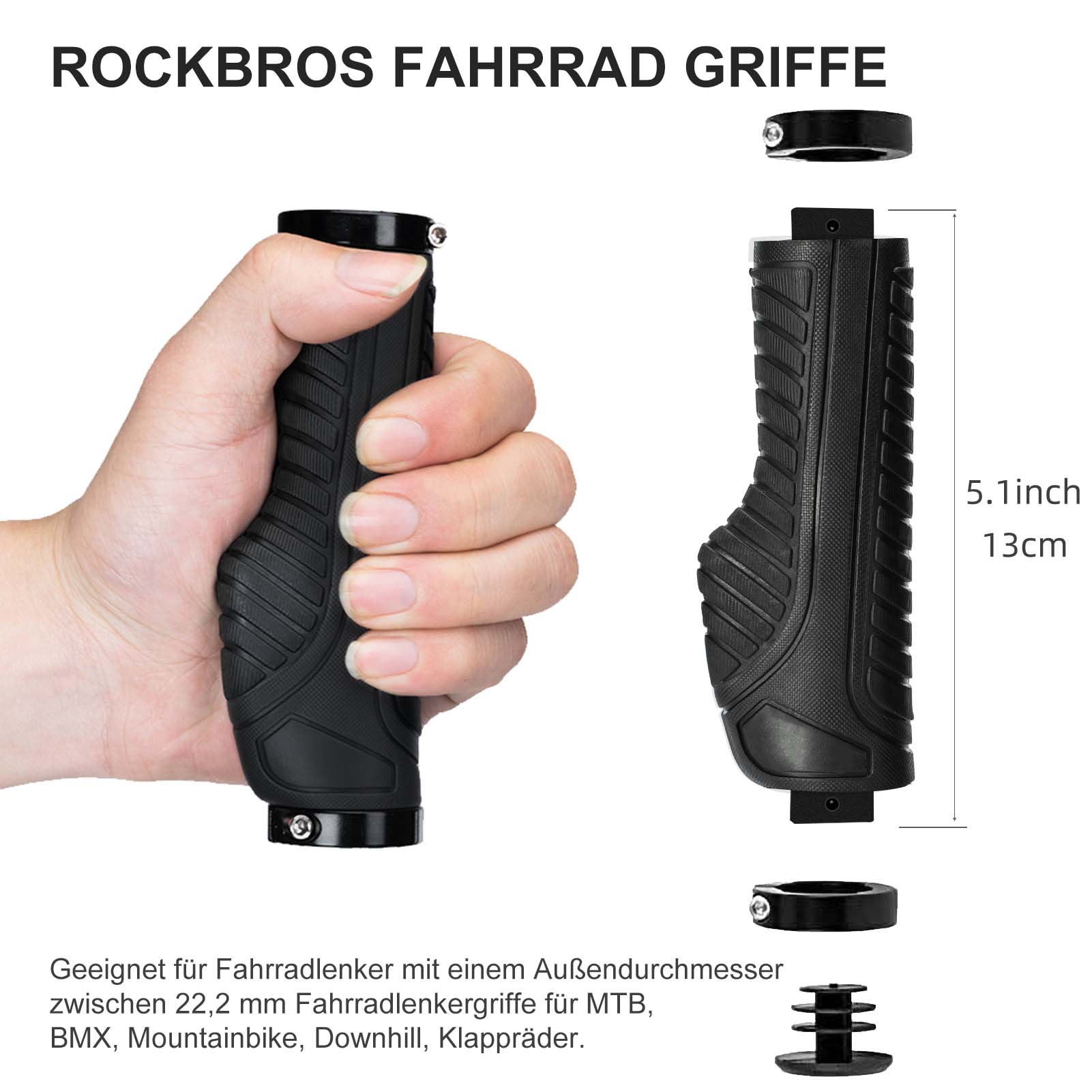 ROCKBROS Rutschfeste Fahrradgriffe aus Gummi mit Lock-on Design für MTB - Image 29
