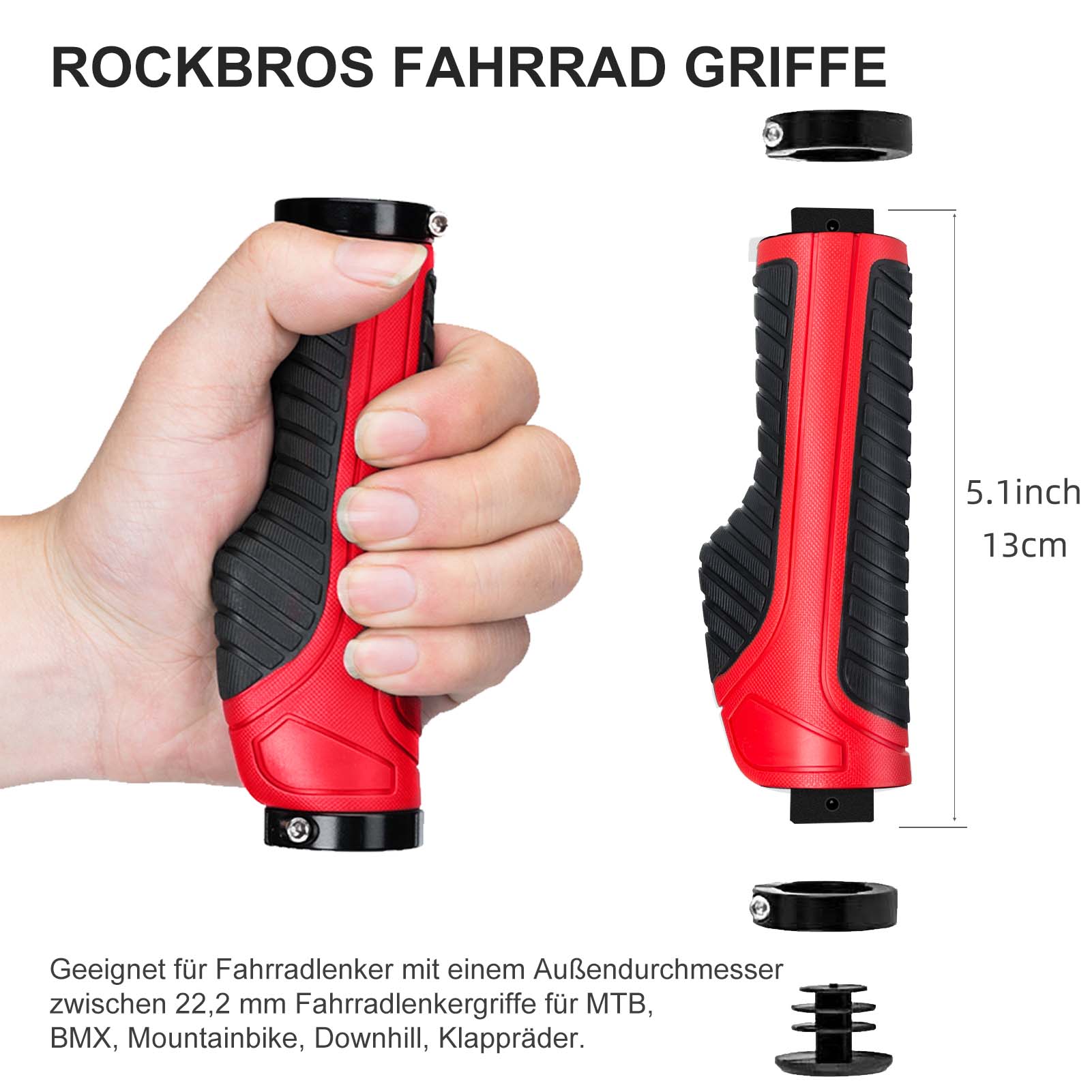 ROCKBROS Rutschfeste Fahrradgriffe aus Gummi mit Lock-on Design für MTB - Image 30
