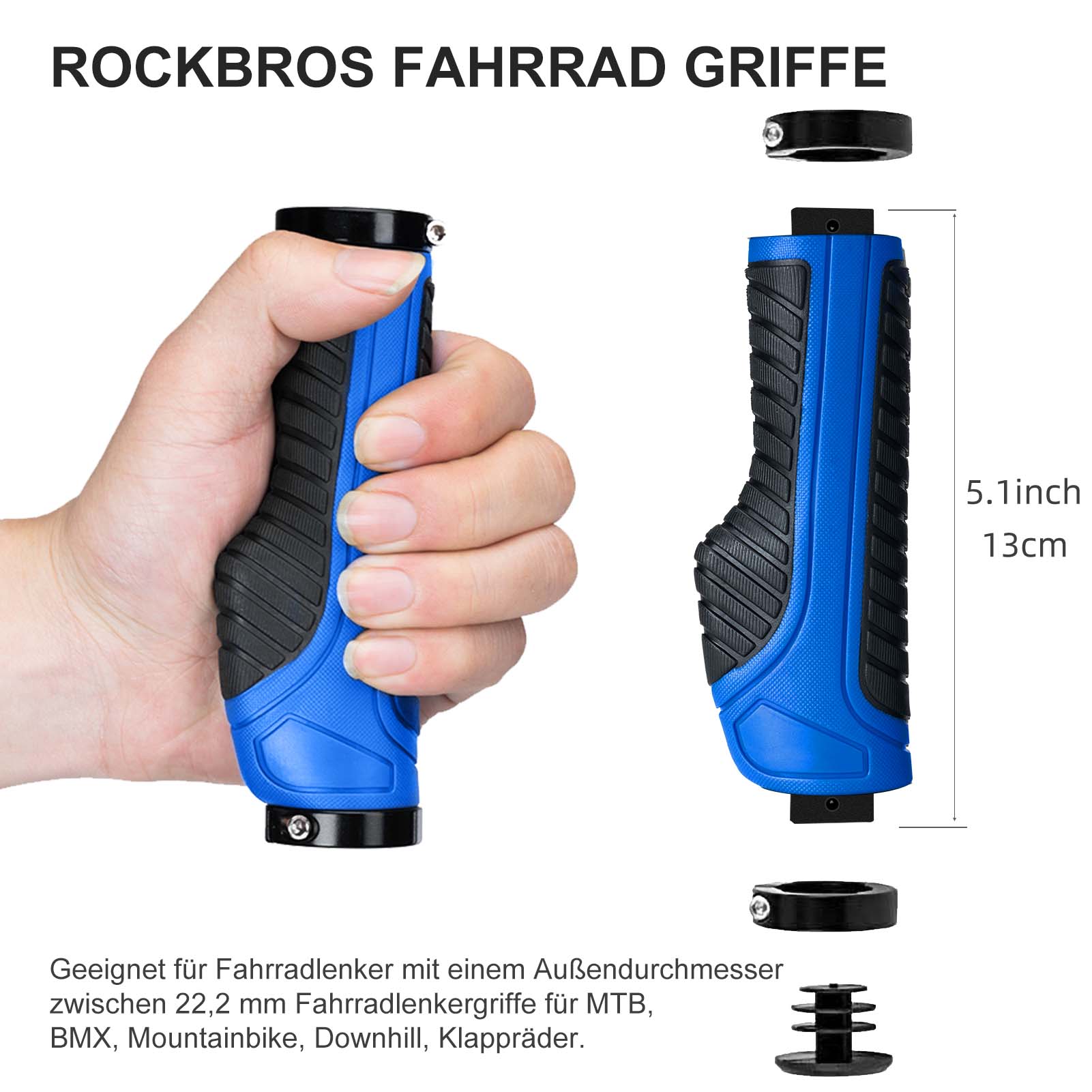 ROCKBROS Rutschfeste Fahrradgriffe aus Gummi mit Lock-on Design für MTB - Image 8