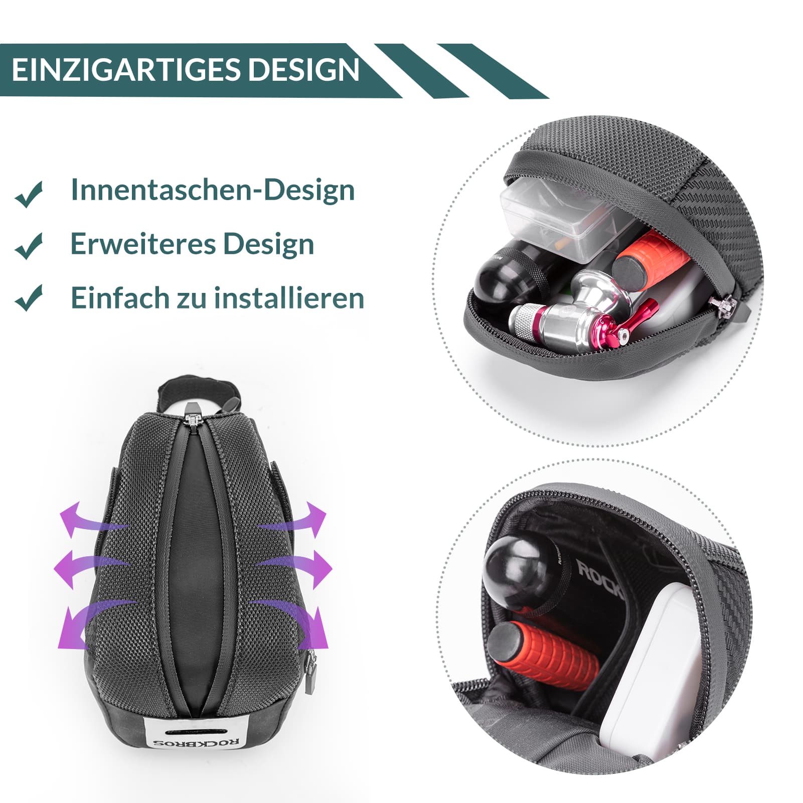 ROCKBROS Satteltasche für MTB Rennrad Werkzeugtasche mit Rücklichthalter - Image 4
