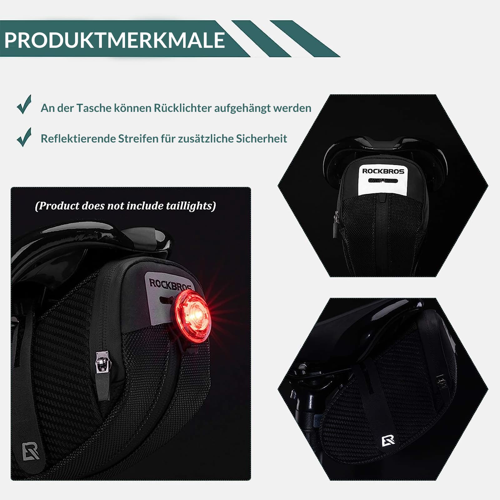 ROCKBROS Satteltasche für MTB Rennrad Werkzeugtasche mit Rücklichthalter - Image 5