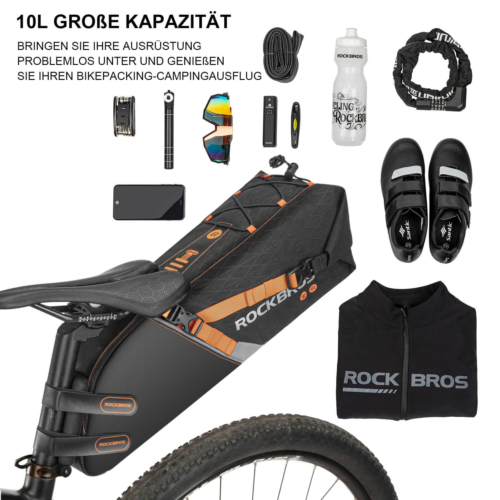 ROCKBROS Satteltasche wasserdichte Fahrradtasche für MTB Rennrad10L - Image 4