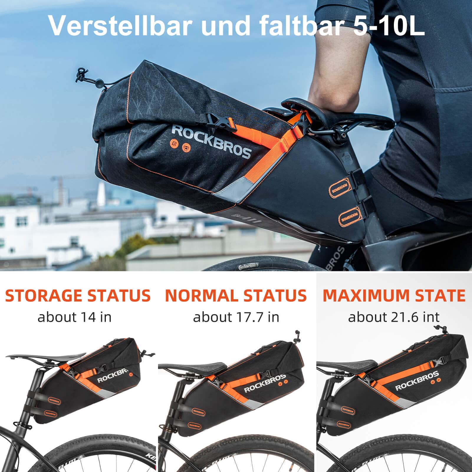 ROCKBROS Satteltasche wasserdichte Fahrradtasche für MTB Rennrad10L - Image 6