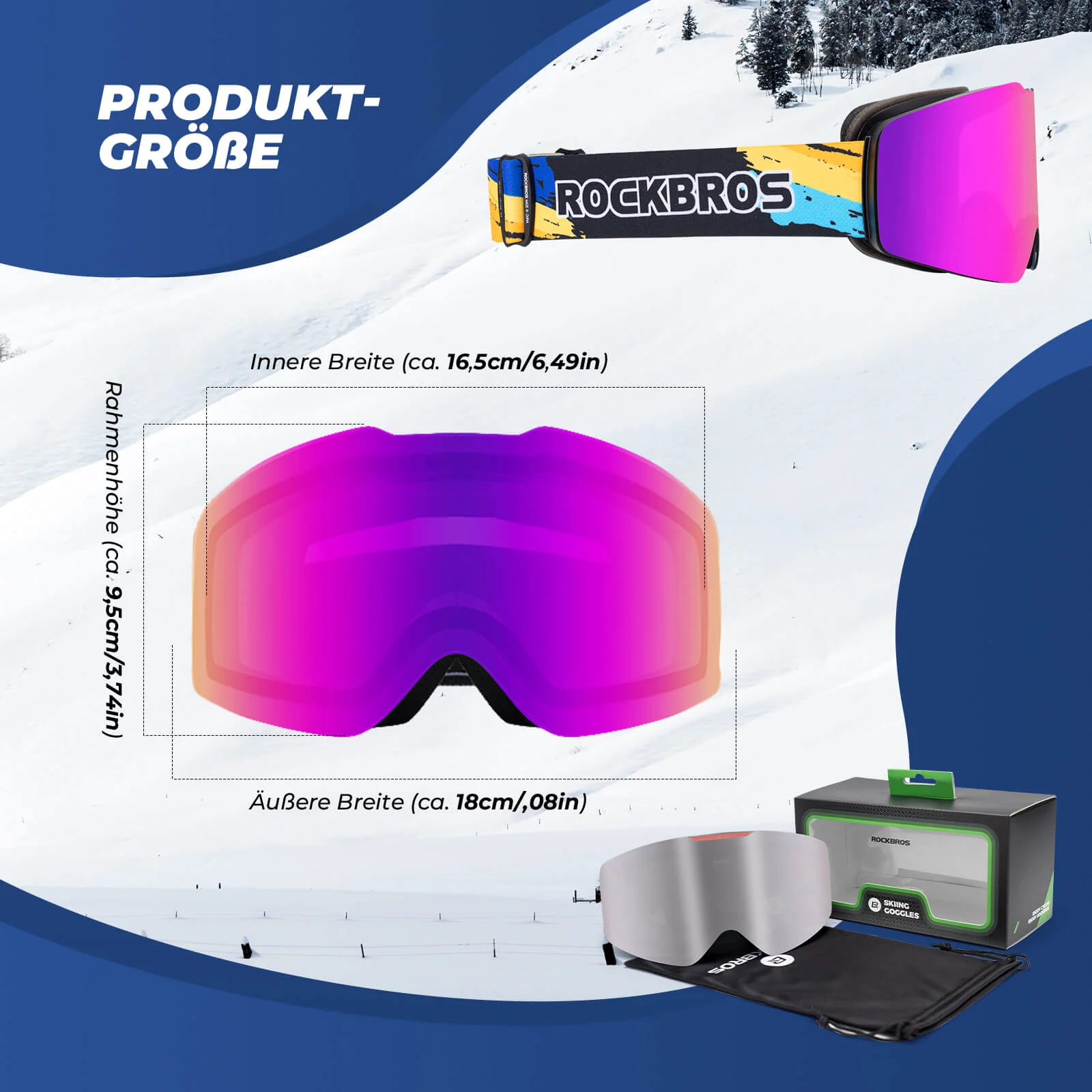 ROCKBROS Skibrille Schneebrille Polarisierte Helmkompatible Sportbrille Skifahren - Image 10