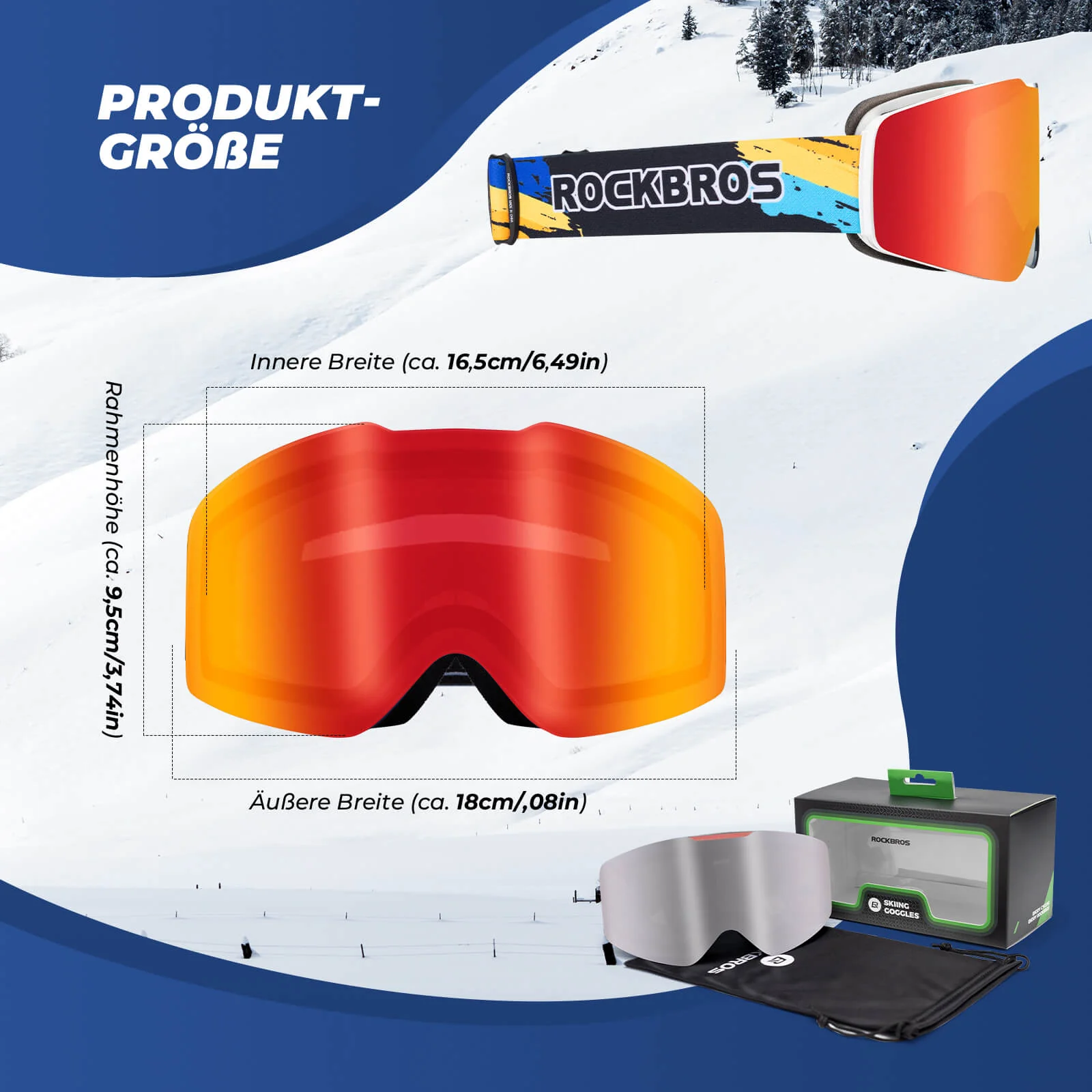 ROCKBROS Skibrille Schneebrille Polarisierte Helmkompatible Sportbrille Skifahren - Image 11