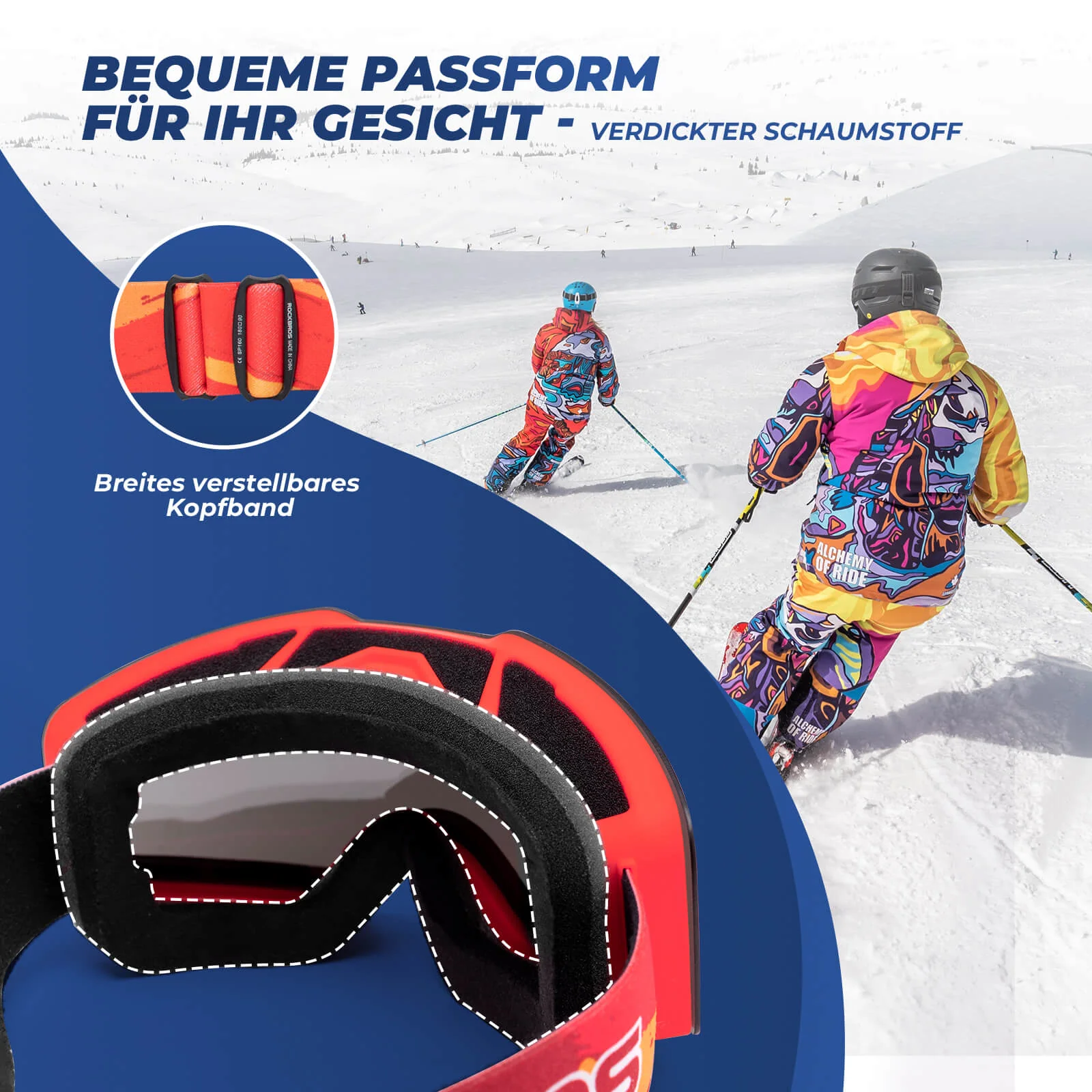 ROCKBROS Skibrille Schneebrille Polarisierte Helmkompatible Sportbrille Skifahren - Image 5