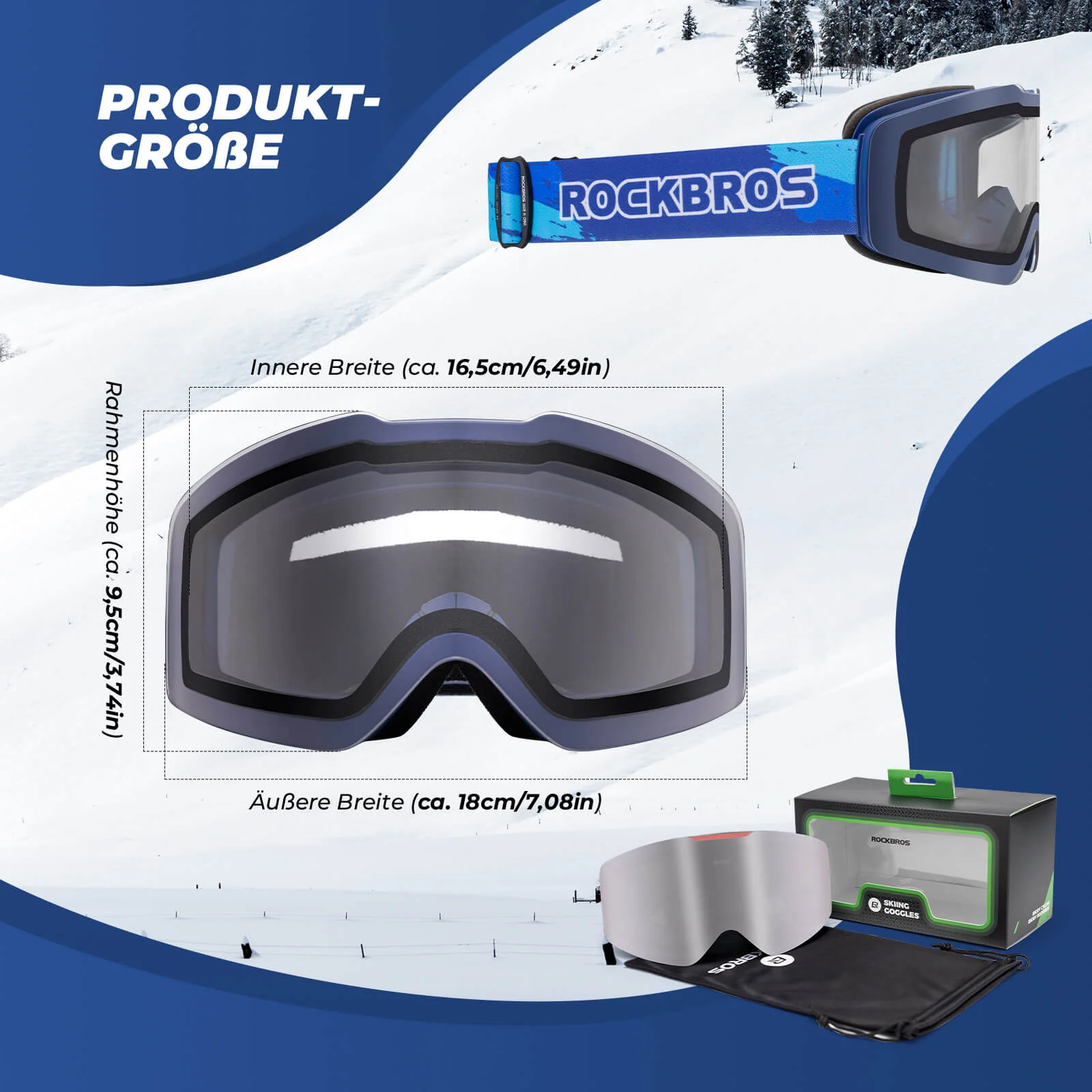 ROCKBROS Skibrille Schneebrille Polarisierte Helmkompatible Sportbrille Skifahren - Image 9