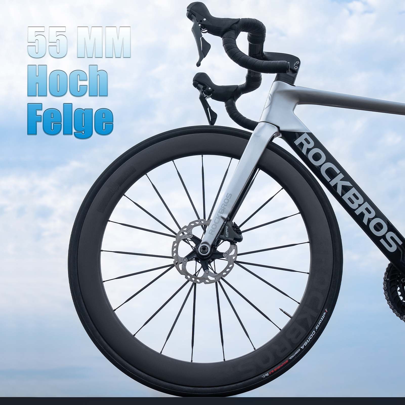 ROCKBROS T700 Carbon Laufradsatz 55mm Scheibenbremse Steckachse Laufrad Set für Rennrad Inklusive Vakuum-Reifenkissen - Image 5