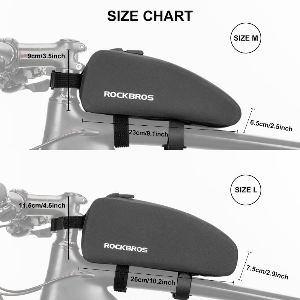 ROCKBROS wasserdichte Oberrohrtasche für Fahrrad 1L / 1.6 L Schwarz - Image 4