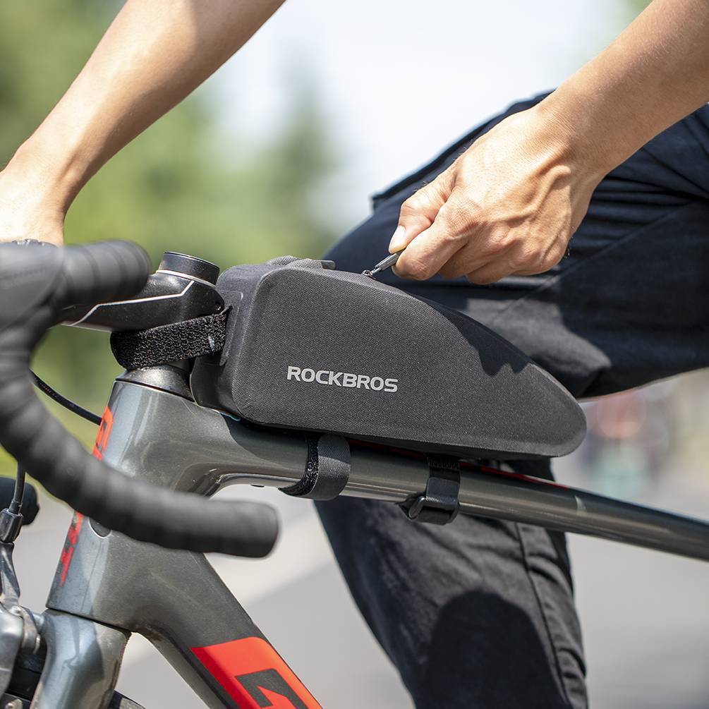 ROCKBROS wasserdichte Oberrohrtasche für Fahrrad 1L / 1.6 L Schwarz - Image 9