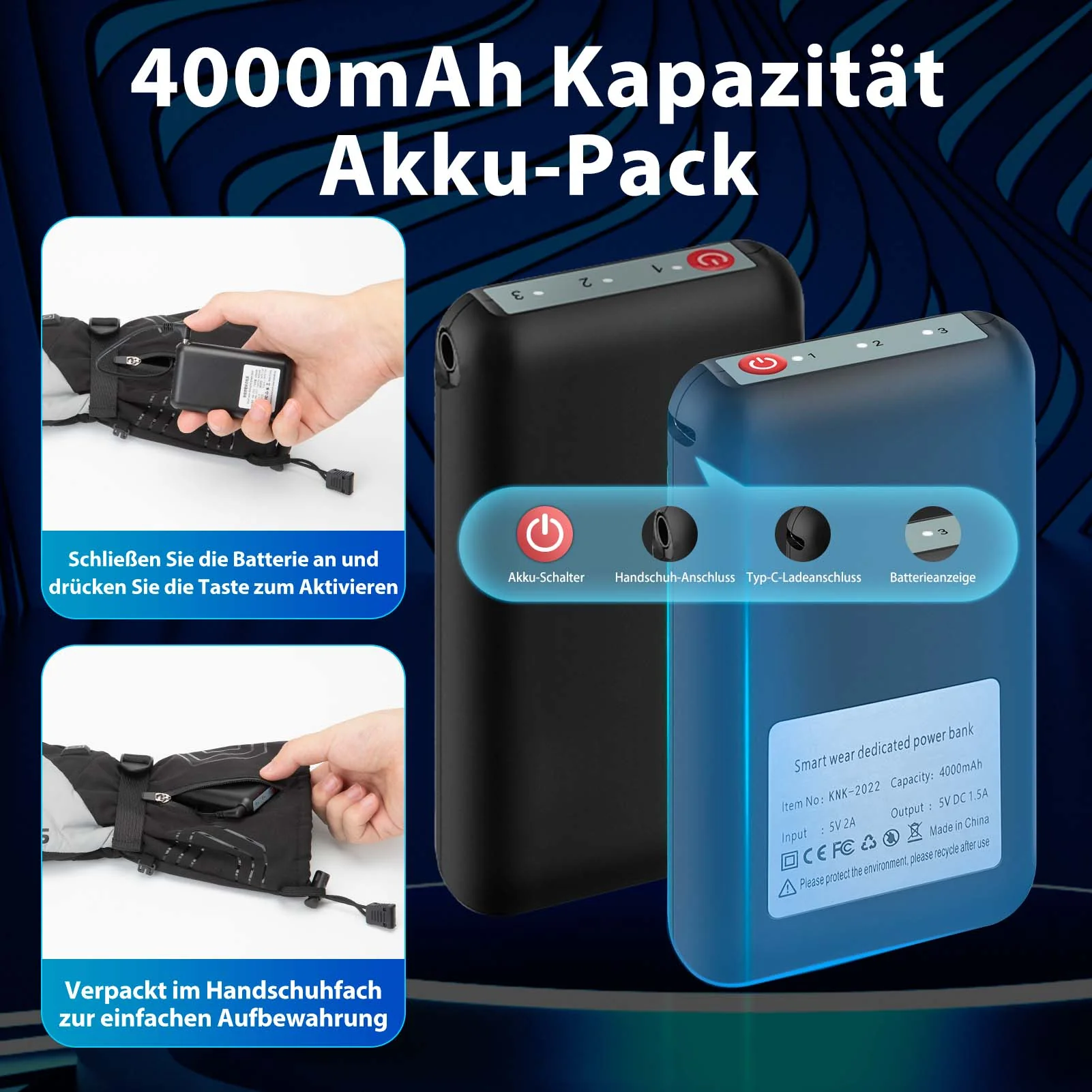ROCKBROS Winter Handschuhe Beheizbare Fahrradhandschuhe mit Batterie M-XL - Image 3