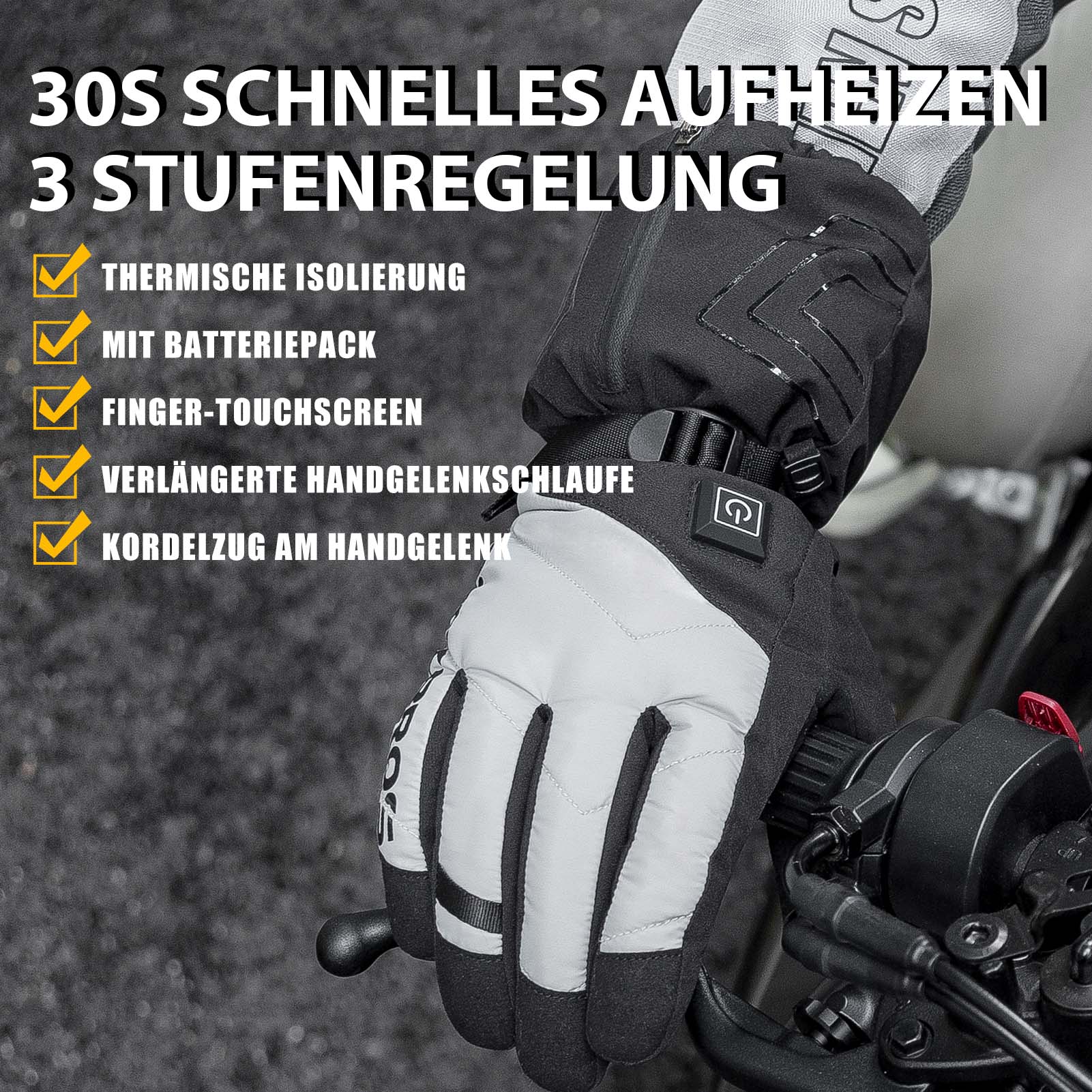ROCKBROS Winter Handschuhe Beheizbare Fahrradhandschuhe mit Batterie M-XL - Image 4